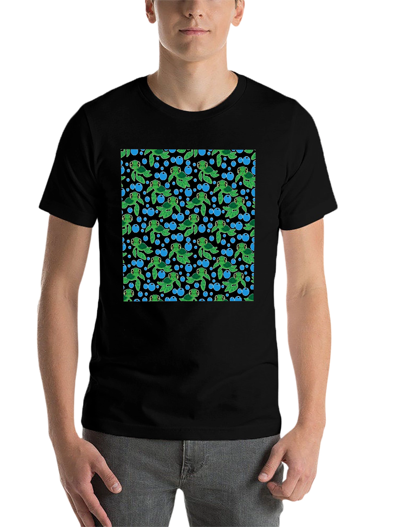 Black Turtle Bubbles Black T-Shirt view 7