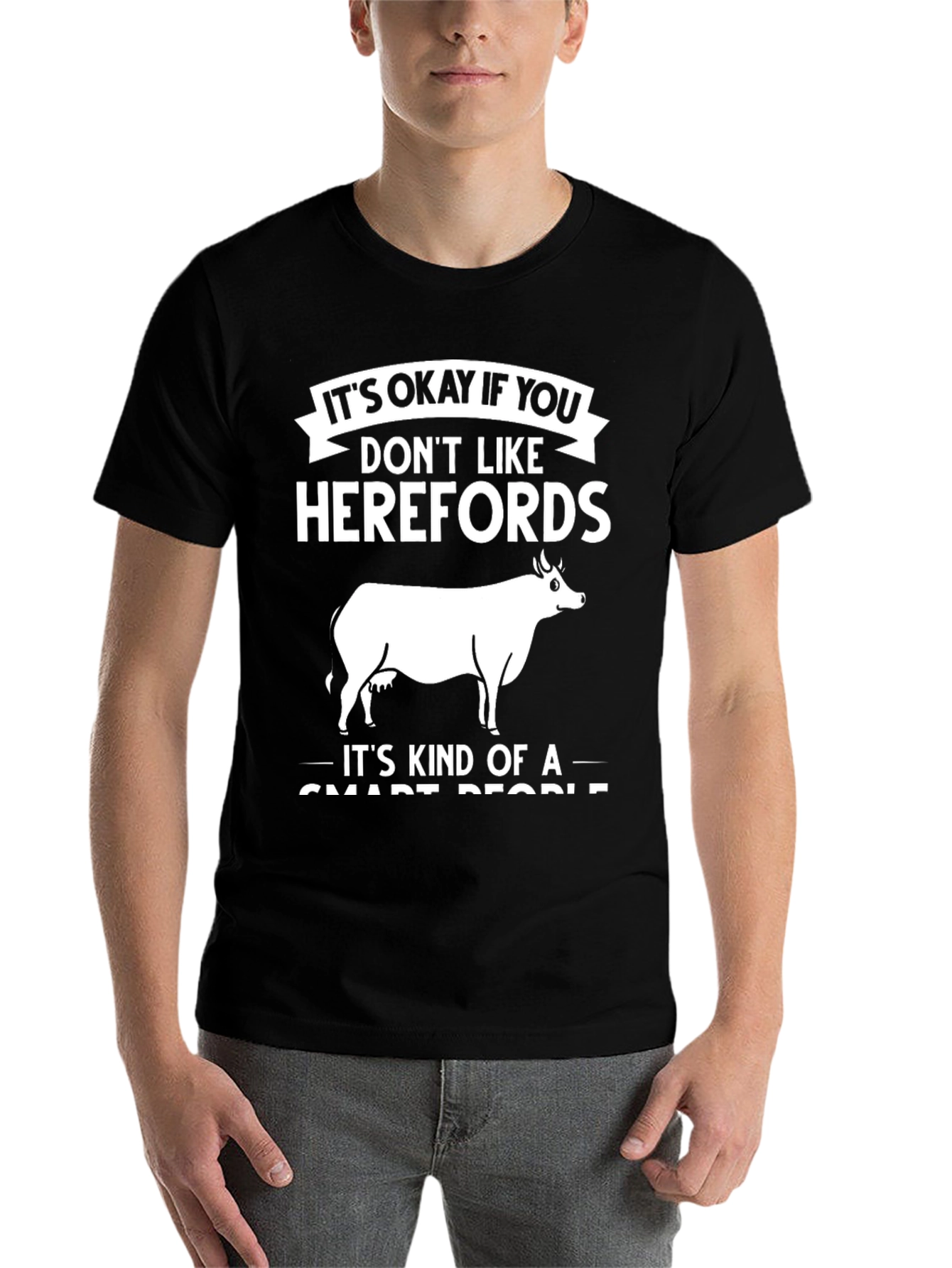 Black Herefords Cow T-Shirt, Smart People Tee view 7