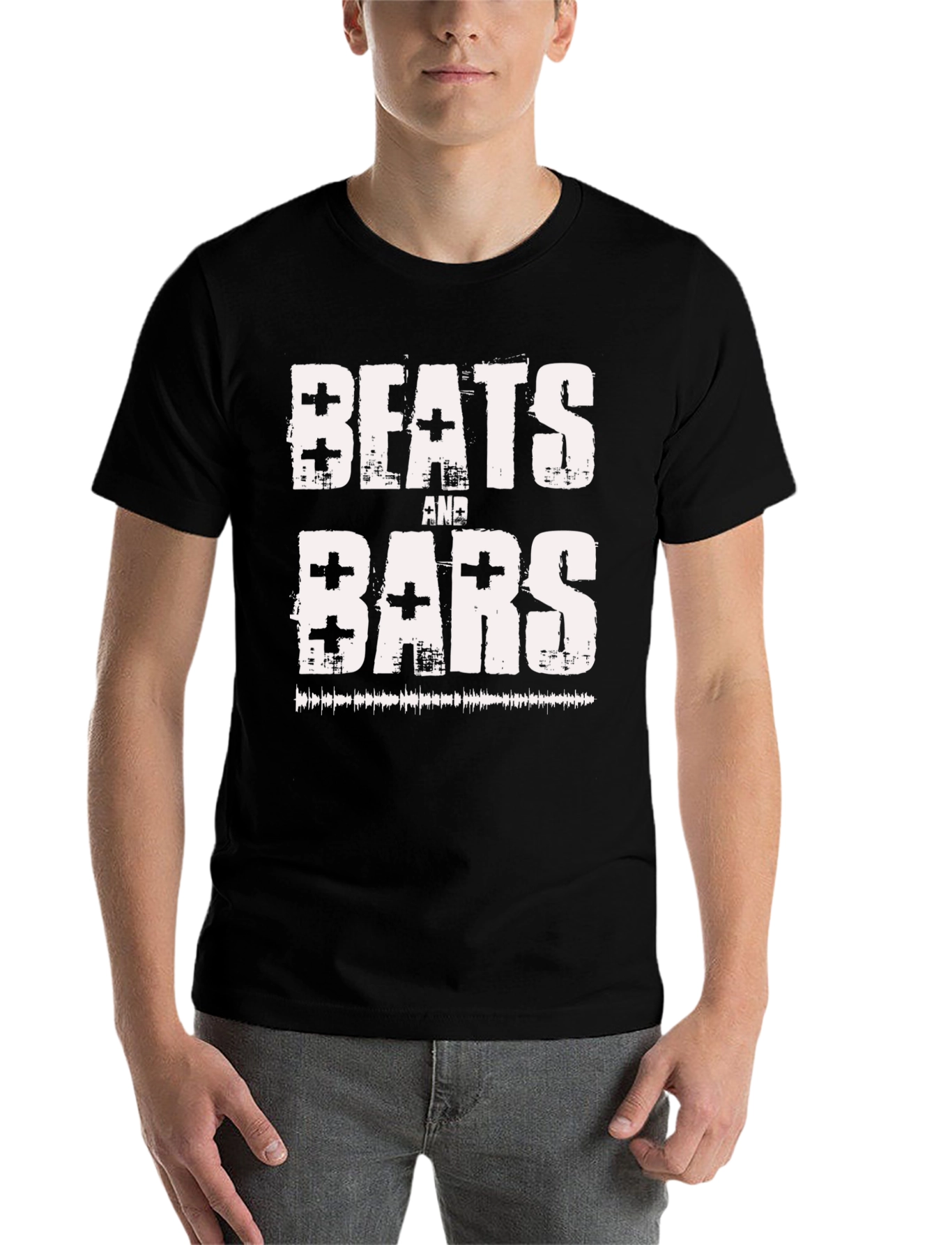 Black Beats and Bars Graphic Tee - Cool Music Lover T-Shirt view 7