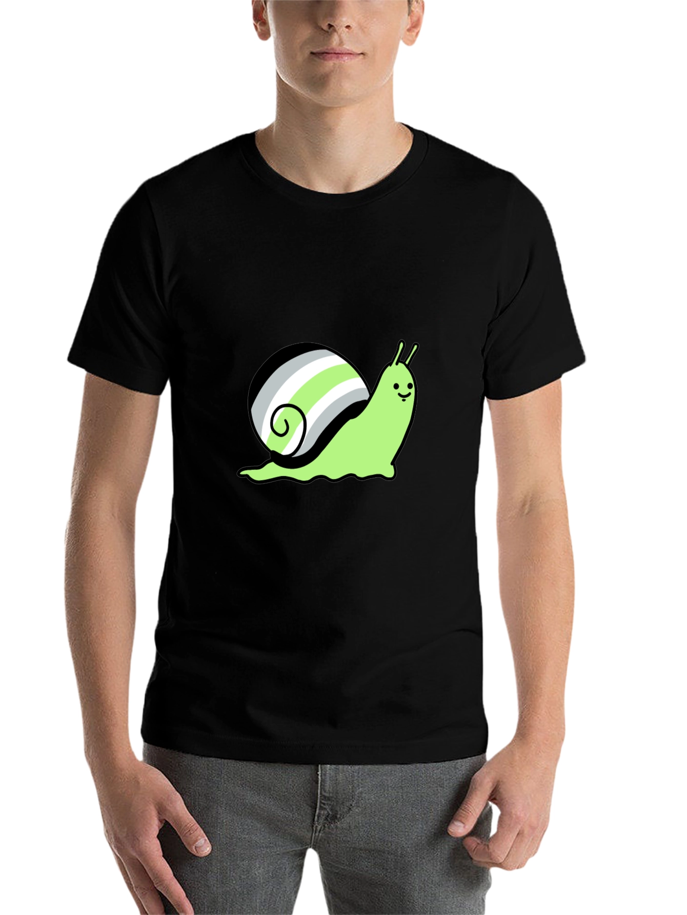 Black Agender Pride Snail T-Shirt - Black view 7