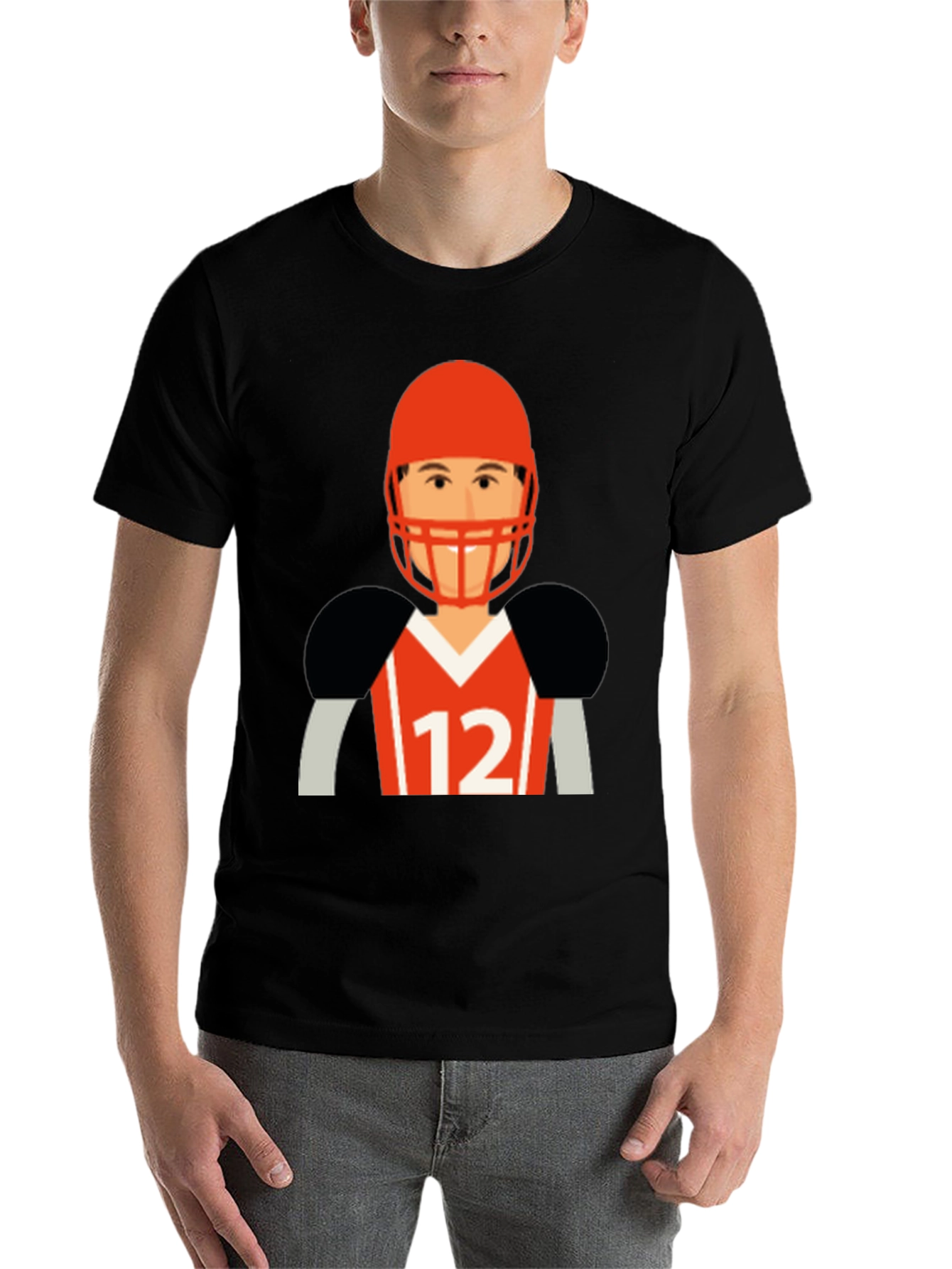 Black Football Player Graphic T-Shirt view 7