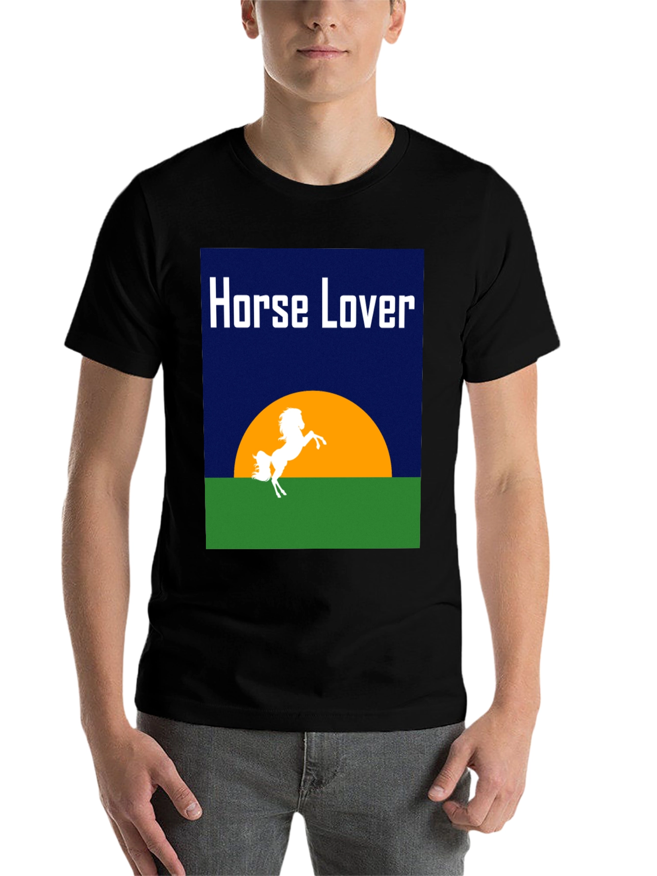 Black Horse Lover Graphic T-Shirt - Equestrian Design view 7