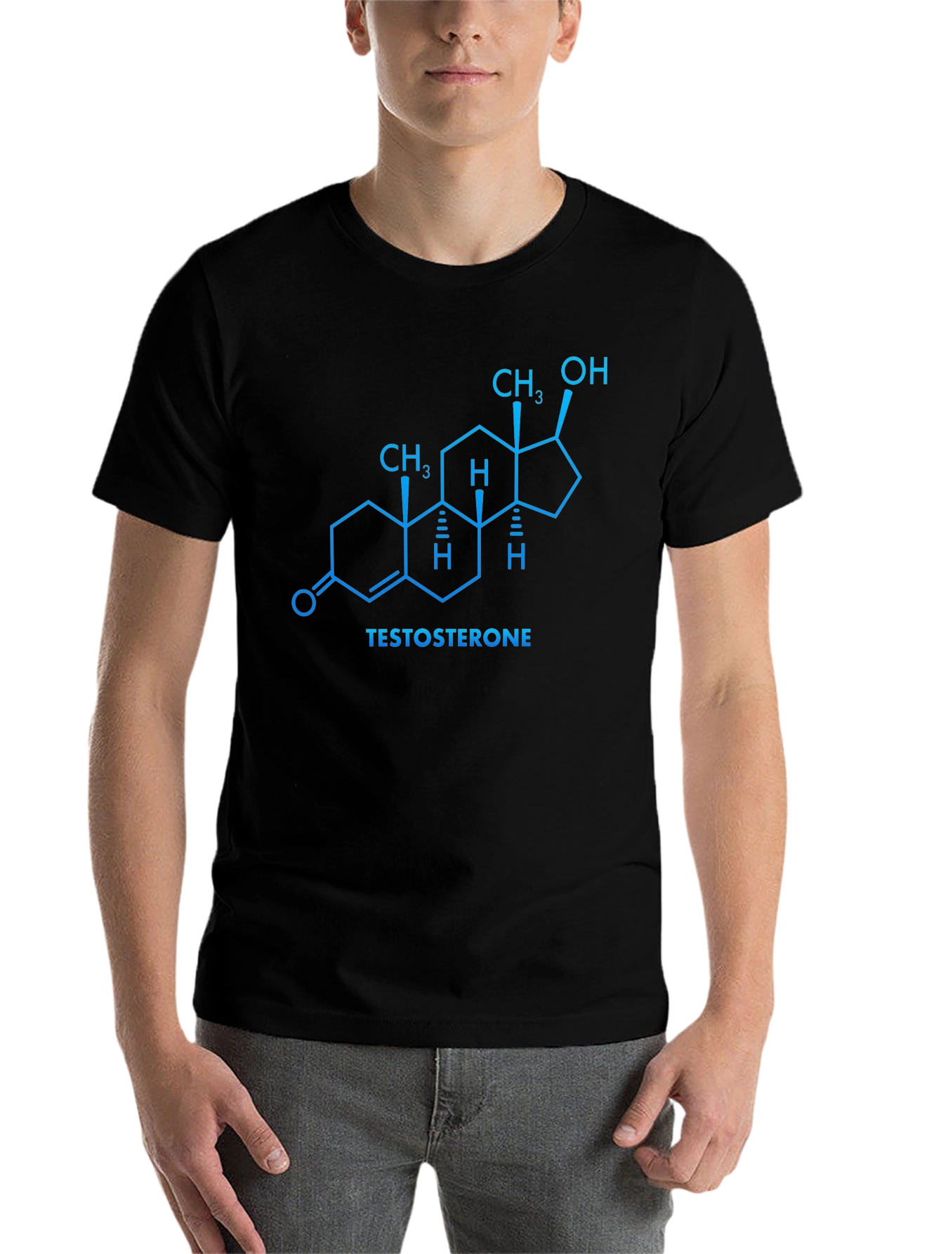 Black Testosterone Molecule T-Shirt - Science Tee view 7