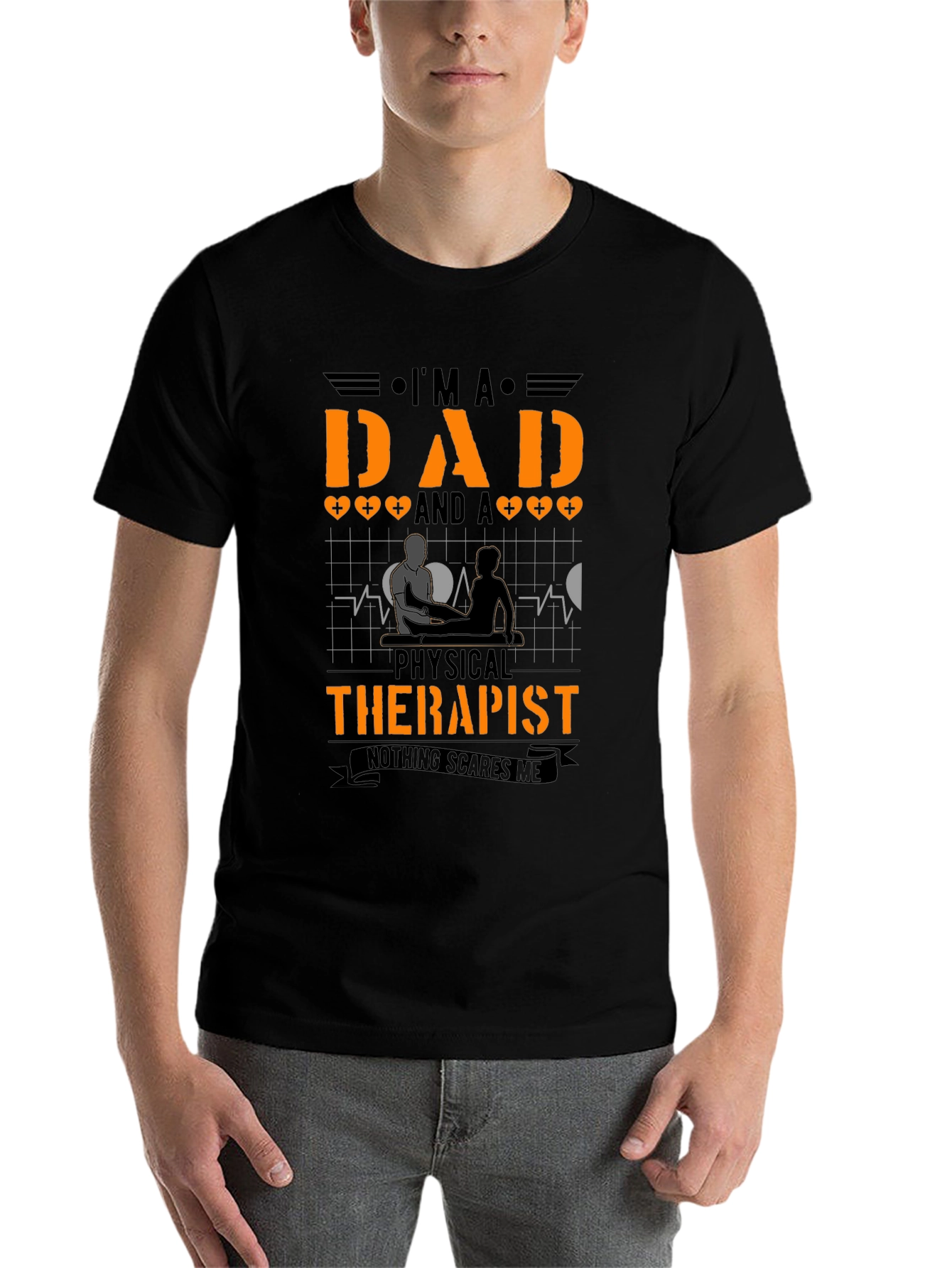 Black Dad Physical Therapist T-Shirt view 7