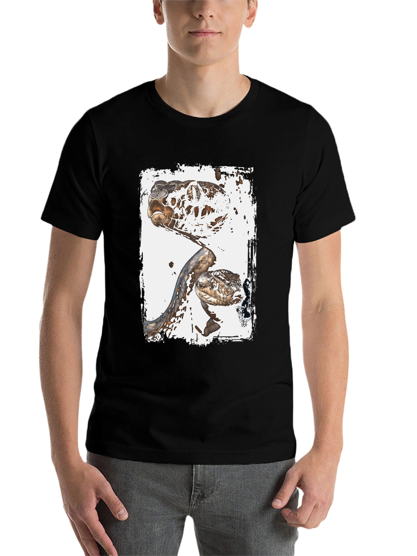 Black Snake T-Shirt: Reptile Art Graphic Tee view 7