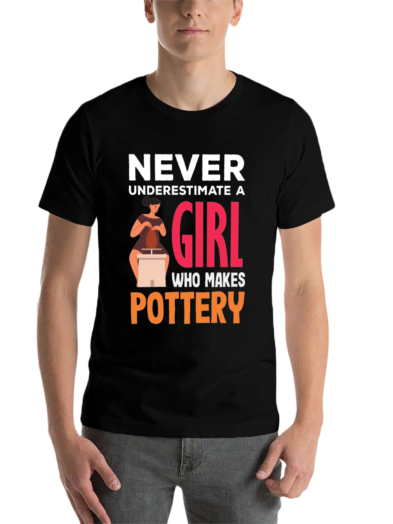 Black Never Underestimate Pottery Girl T-Shirt view 7