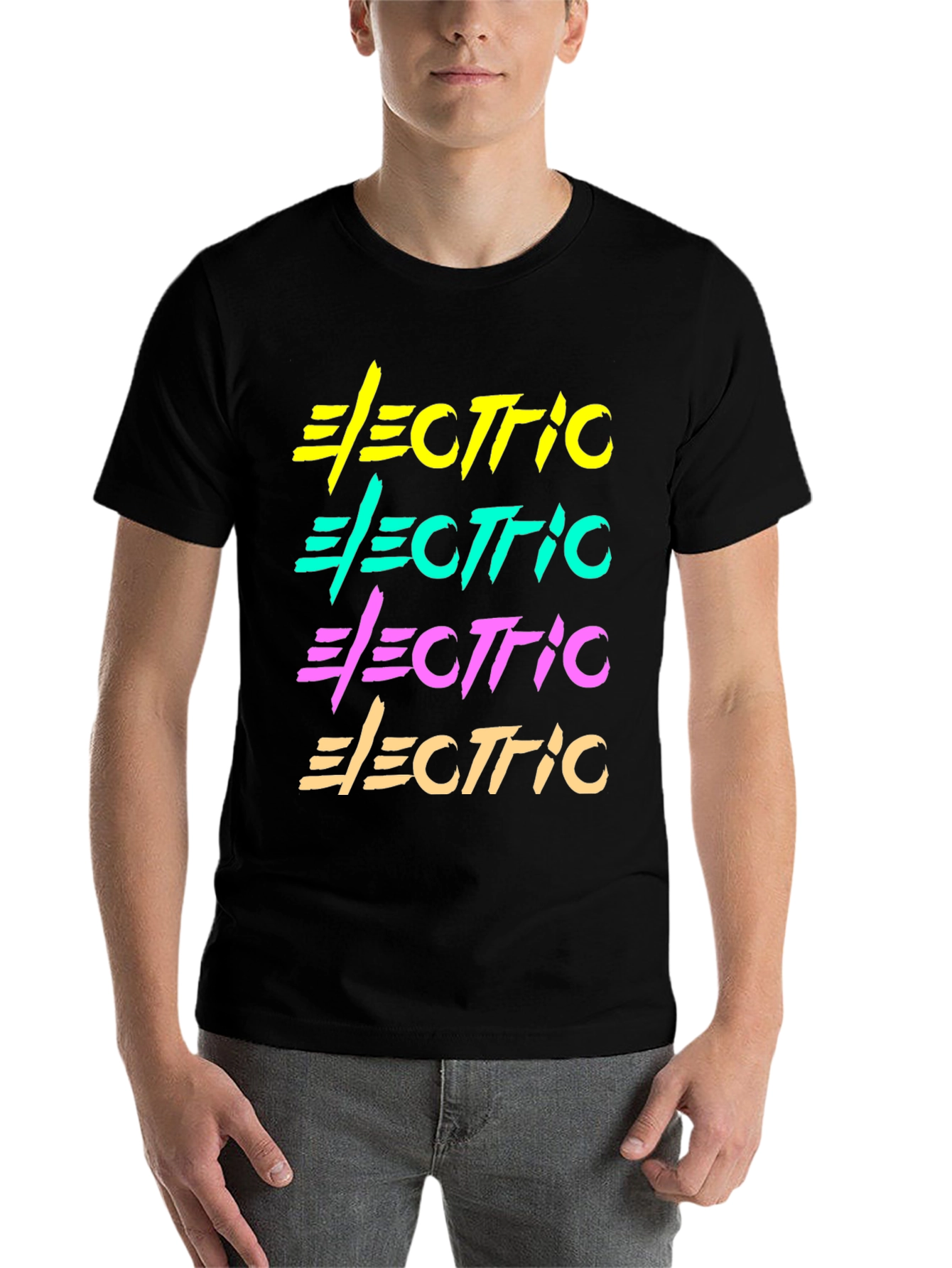 Black Electric Retro Graphic T-Shirt Black Cotton Tee view 7