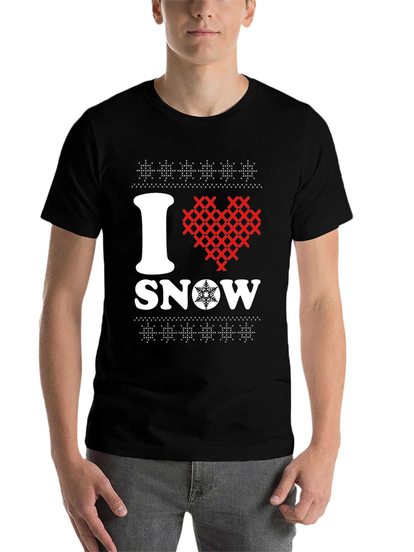 Black I Love Snow T-Shirt view 7