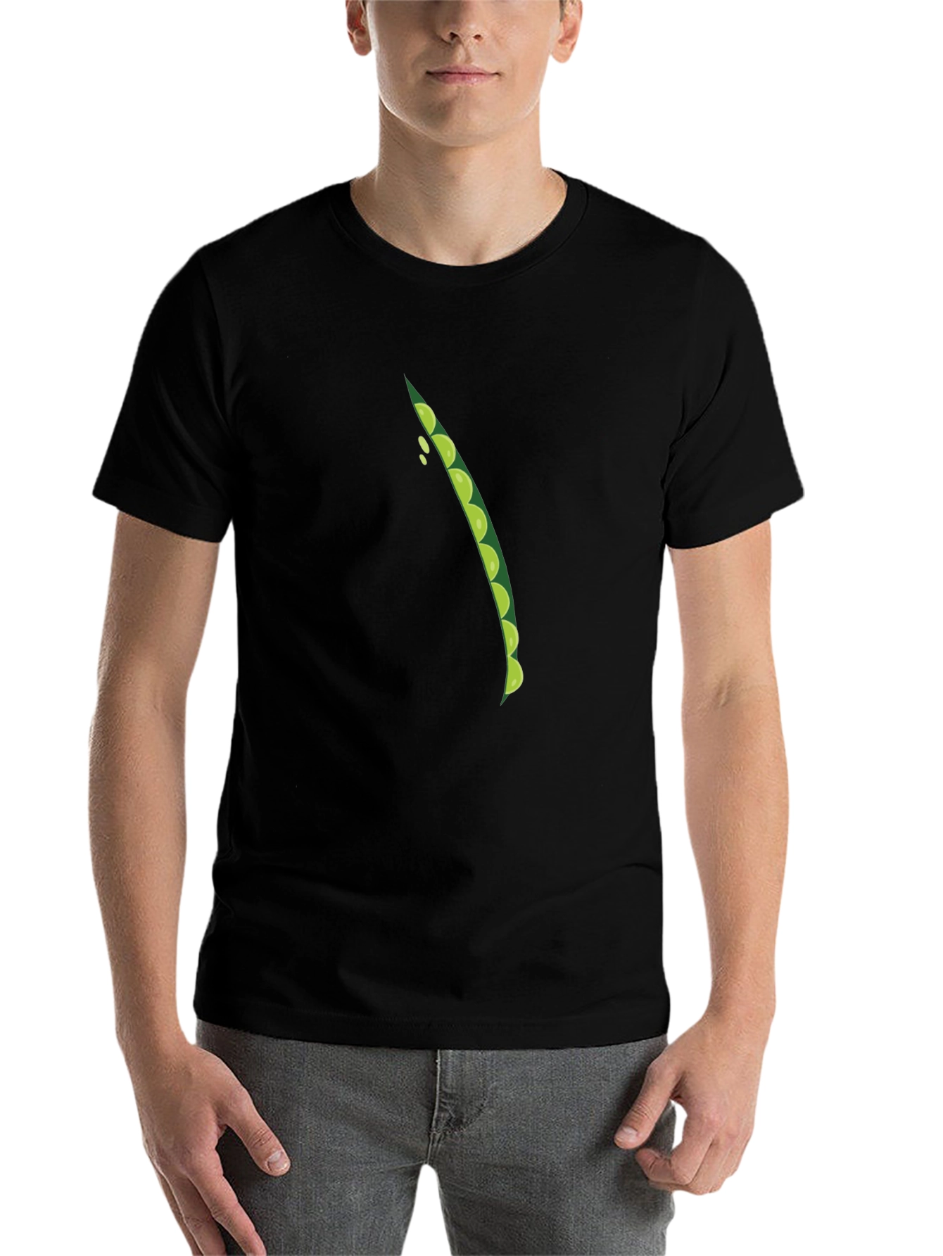 Black Pea Pod Graphic Tee - Casual Crew Neck T-Shirt view 7