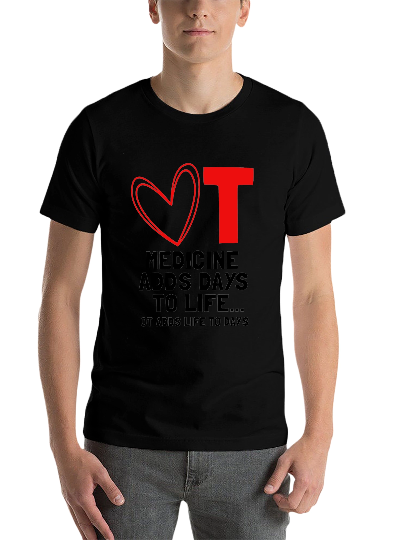 Black Occupational Therapy OT Love Heart T-Shirt view 7