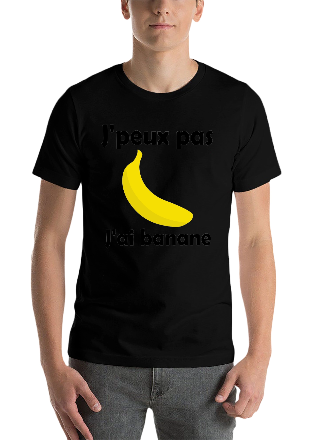 Black J'peux Pas J'ai Banane T-Shirt - Funny French Banana Tee view 7