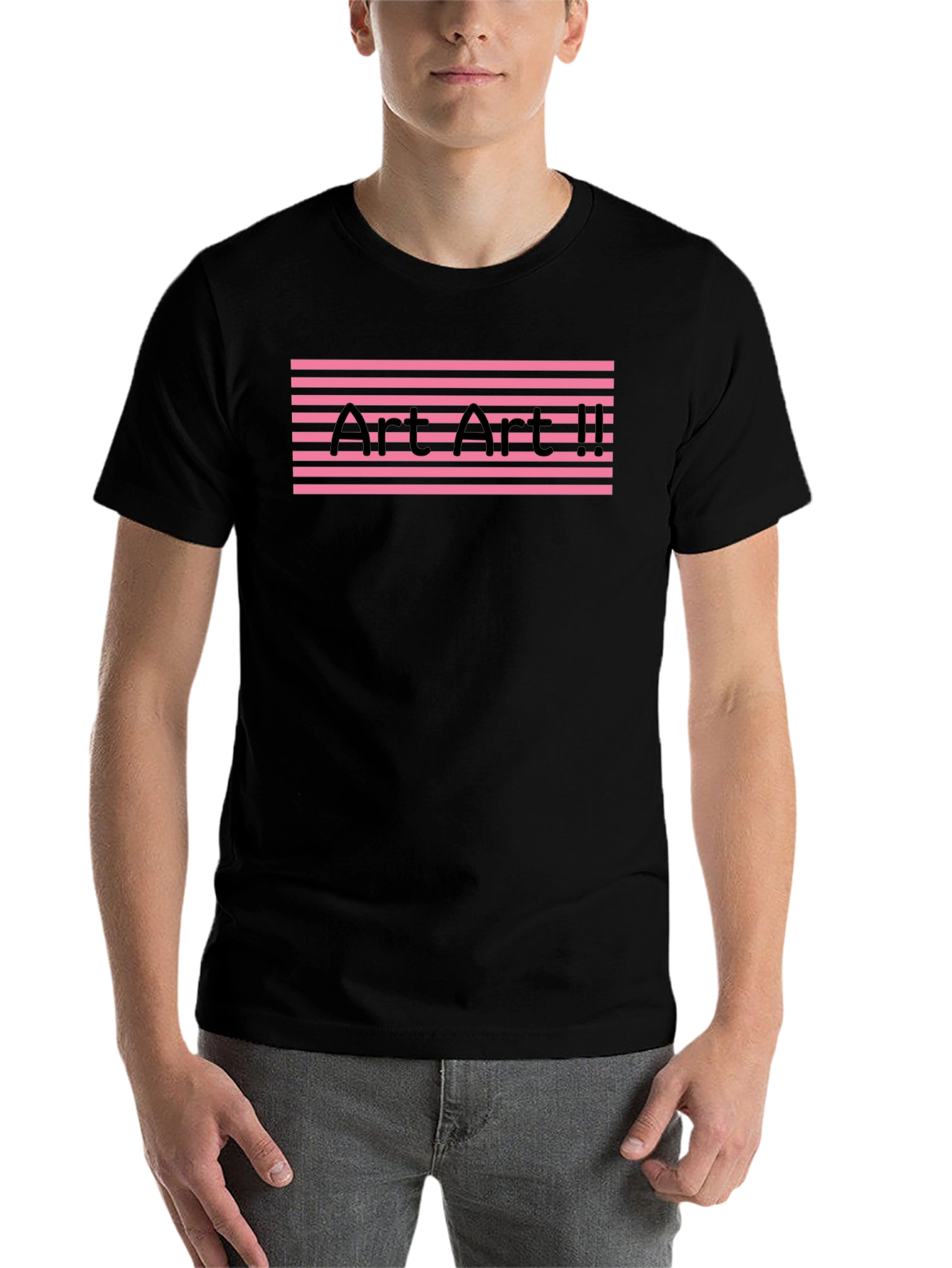 Black Art Art II Graphic Tee - Pink Stripes, Black T-Shirt view 7