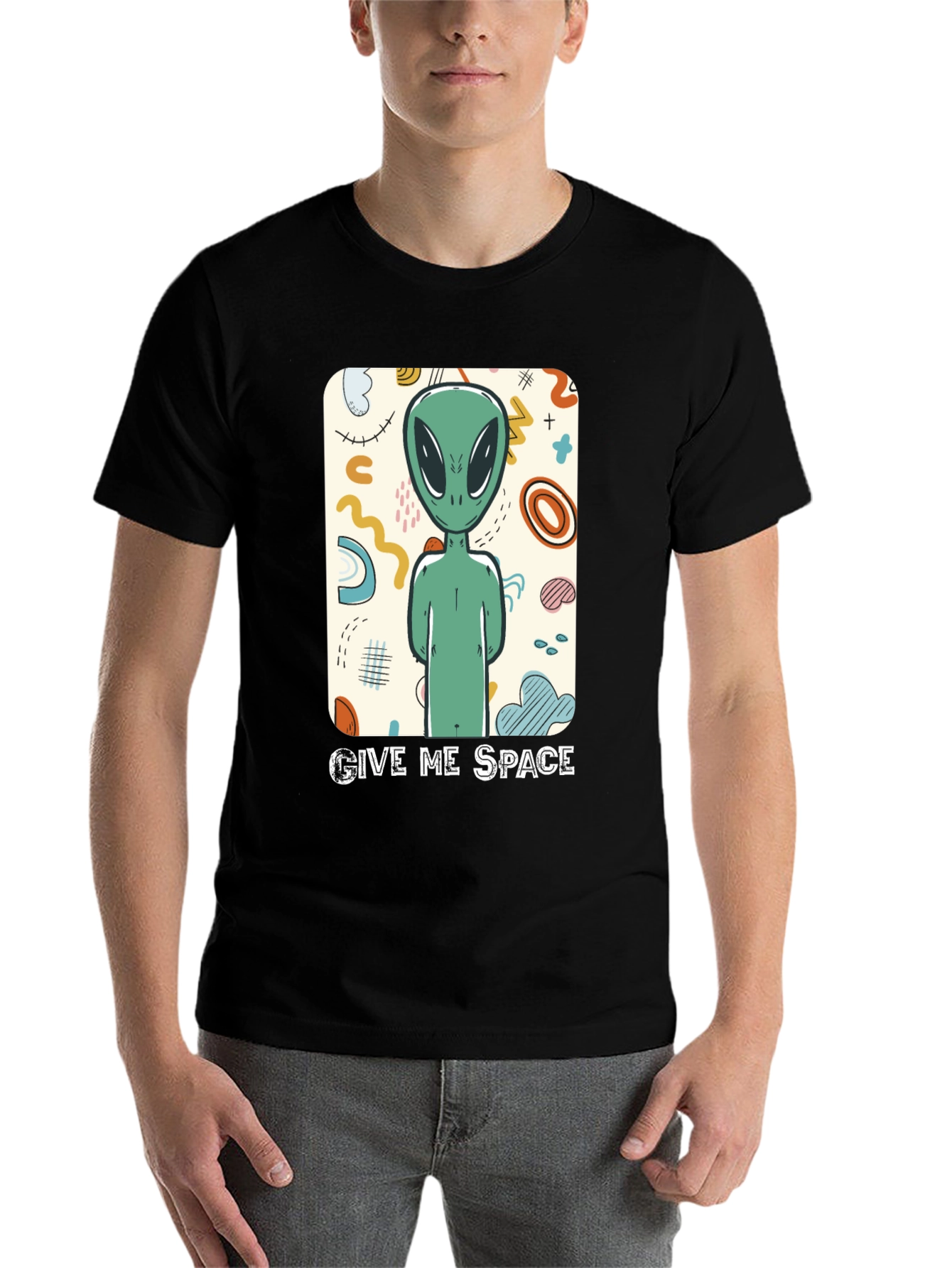 Black Give Me Space Alien Graphic Tee view 7
