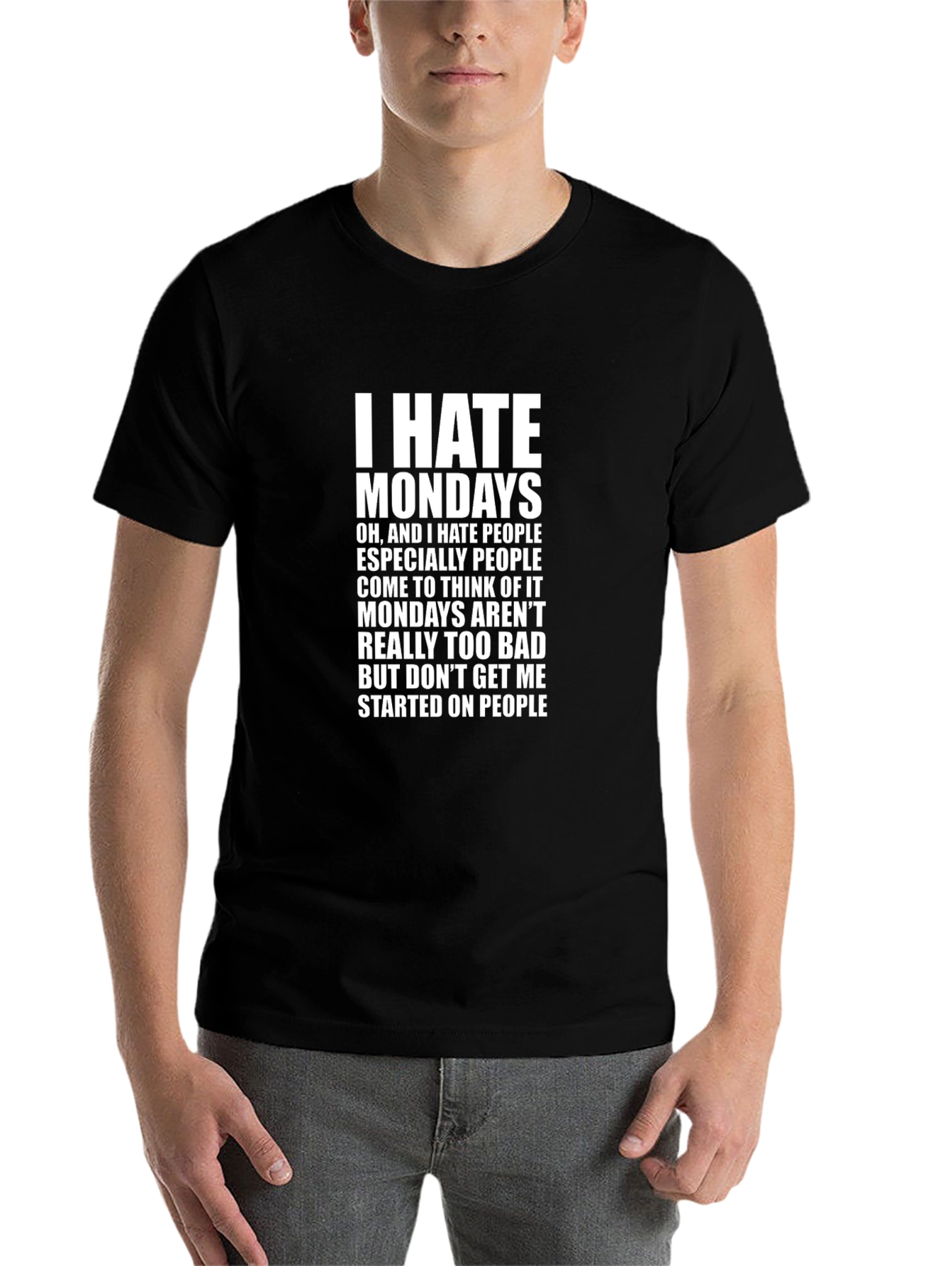Black I Hate Mondays Funny Slogan T-Shirt view 7