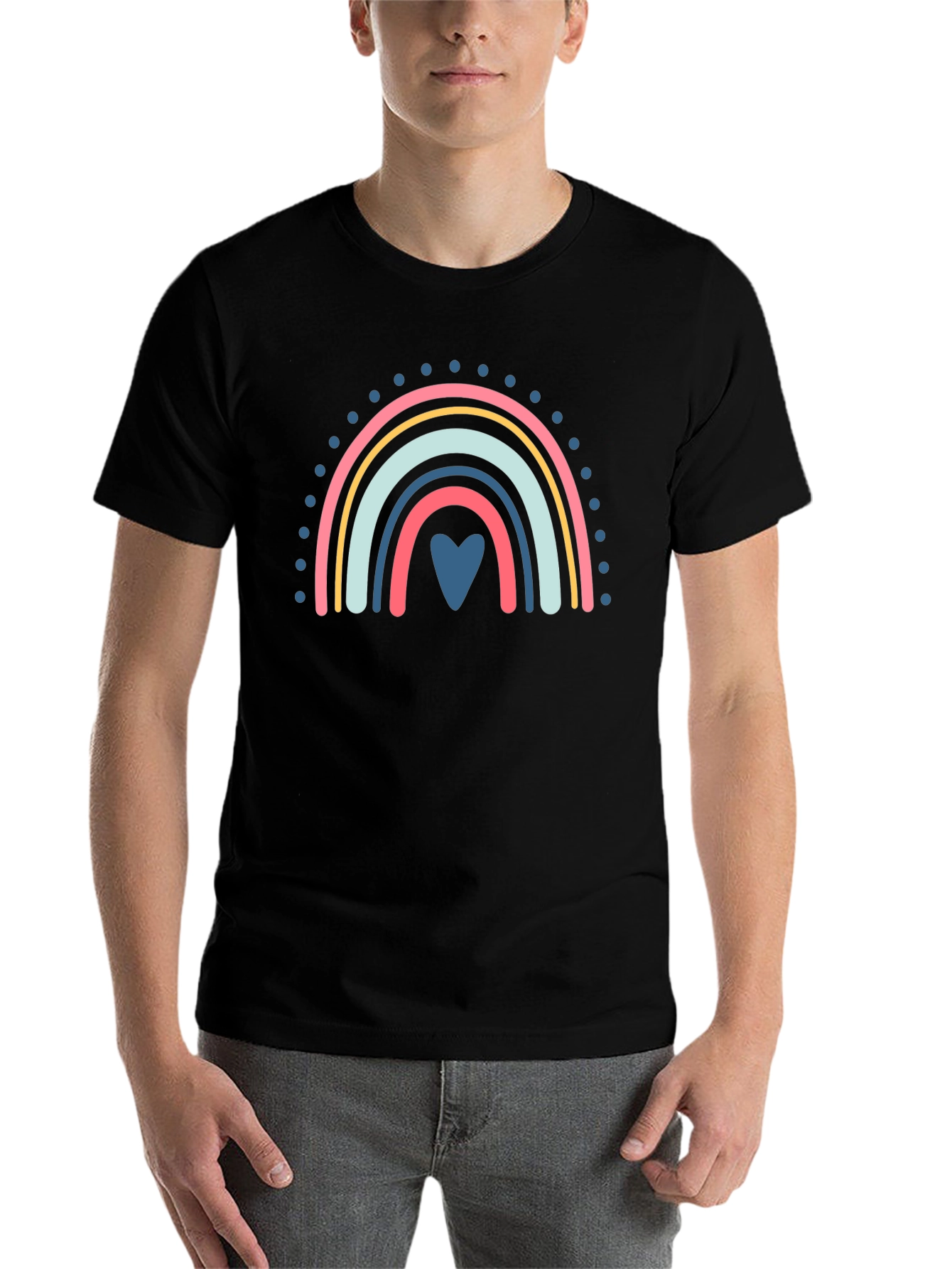 Black Rainbow Heart Graphic Black Tee view 7