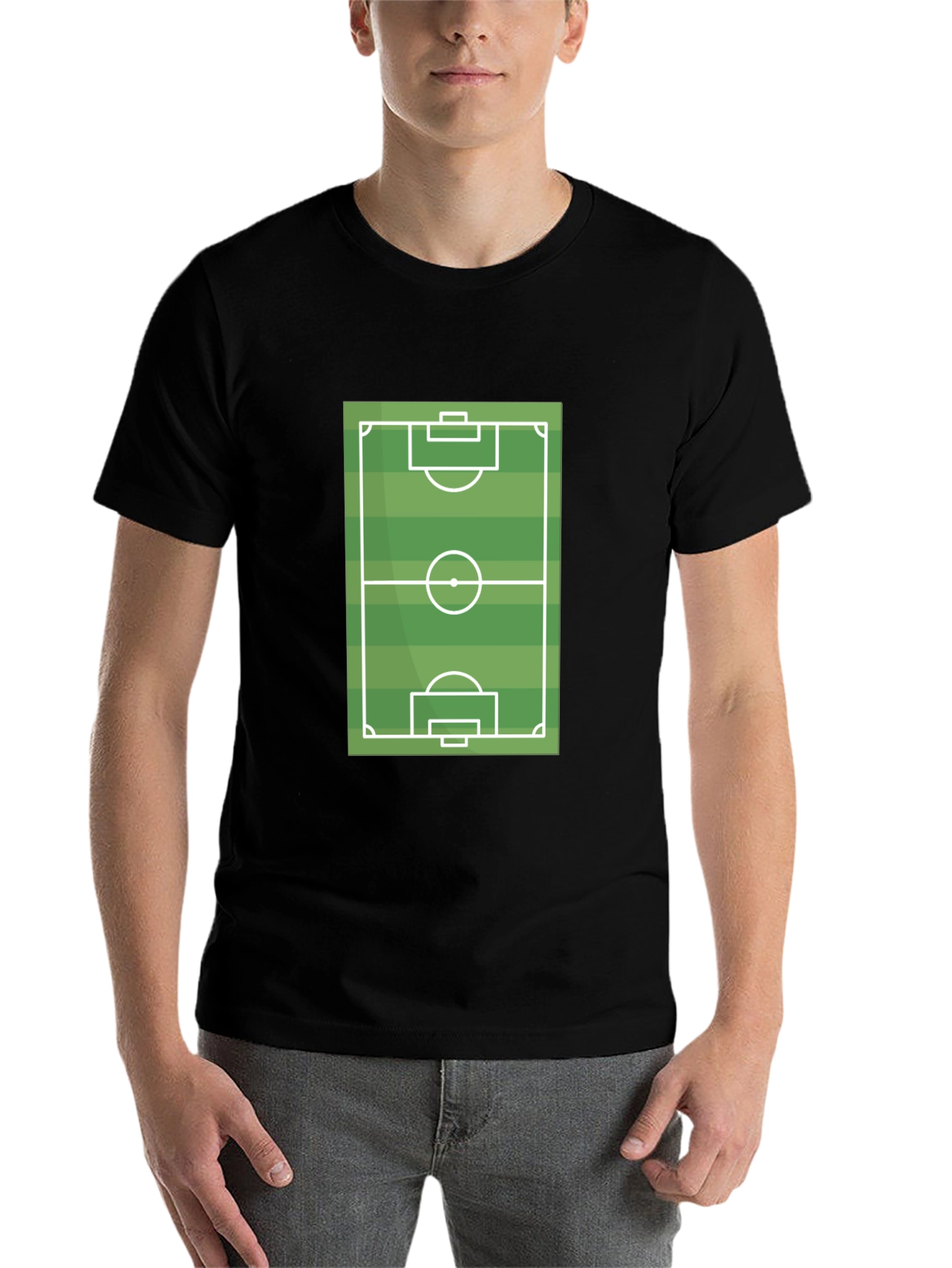 Black Soccer Field Graphic T-Shirt - Black Cotton Tee view 7