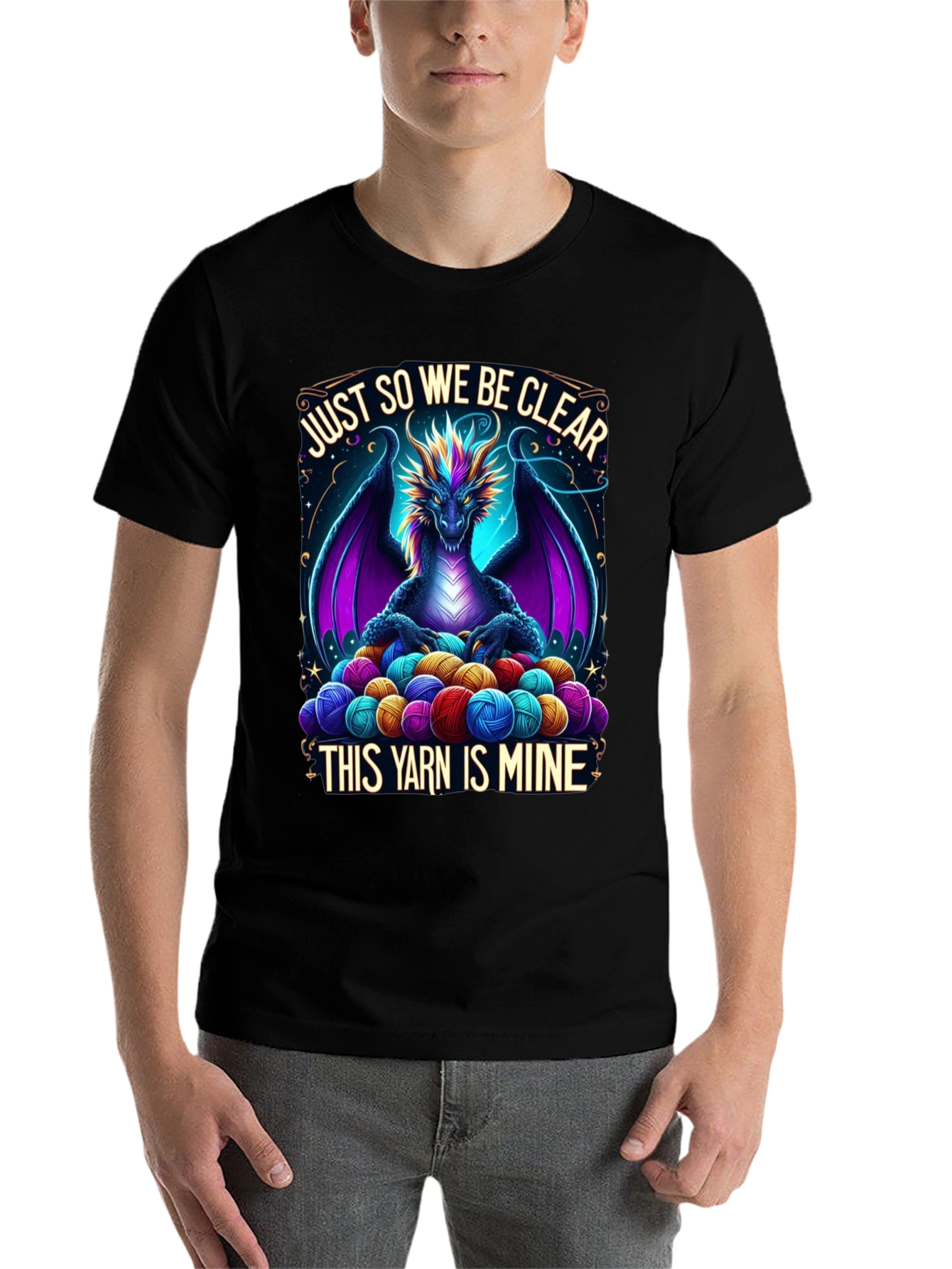 Black Dragon Yarn Lover T-Shirt - "This Yarn is Mine" view 7