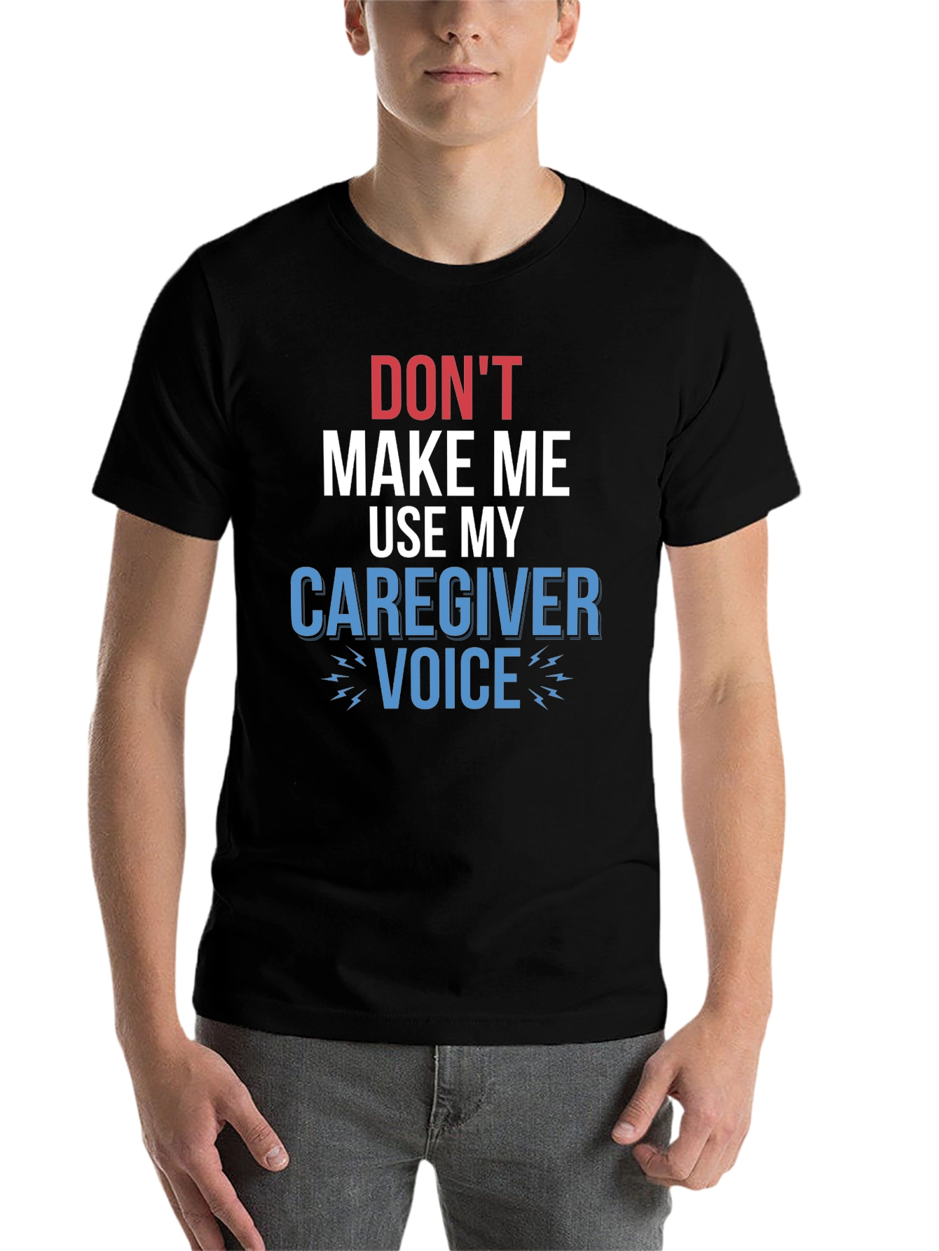 Black Caregiver Voice T-Shirt - Funny Graphic Tee view 7