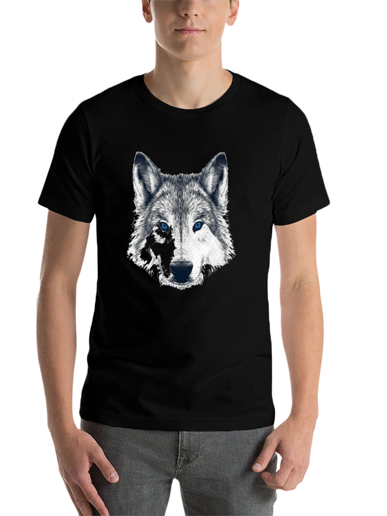 Black Wolf Graphic Tee - Mens Black T-Shirt view 7