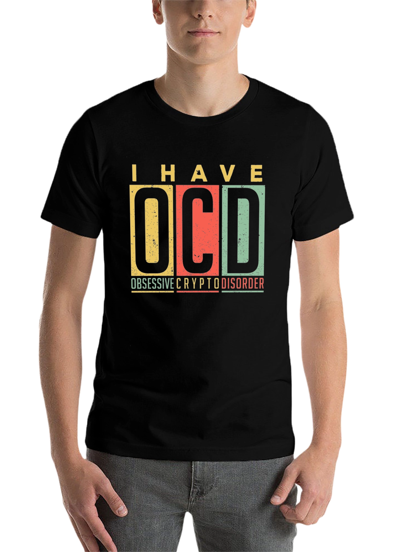 Black OCD Crypto Disorder Graphic Tee view 7
