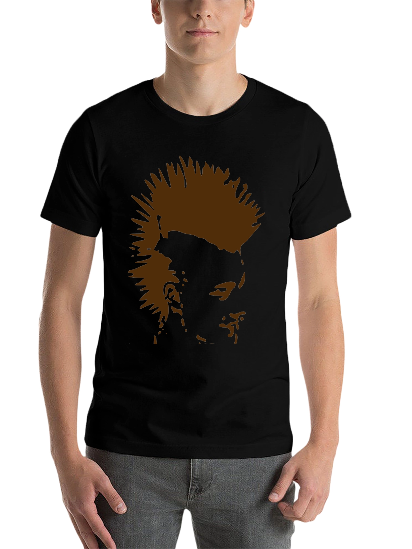 Black Punk Silhouette Graphic Tee - Black Cotton T-Shirt view 7