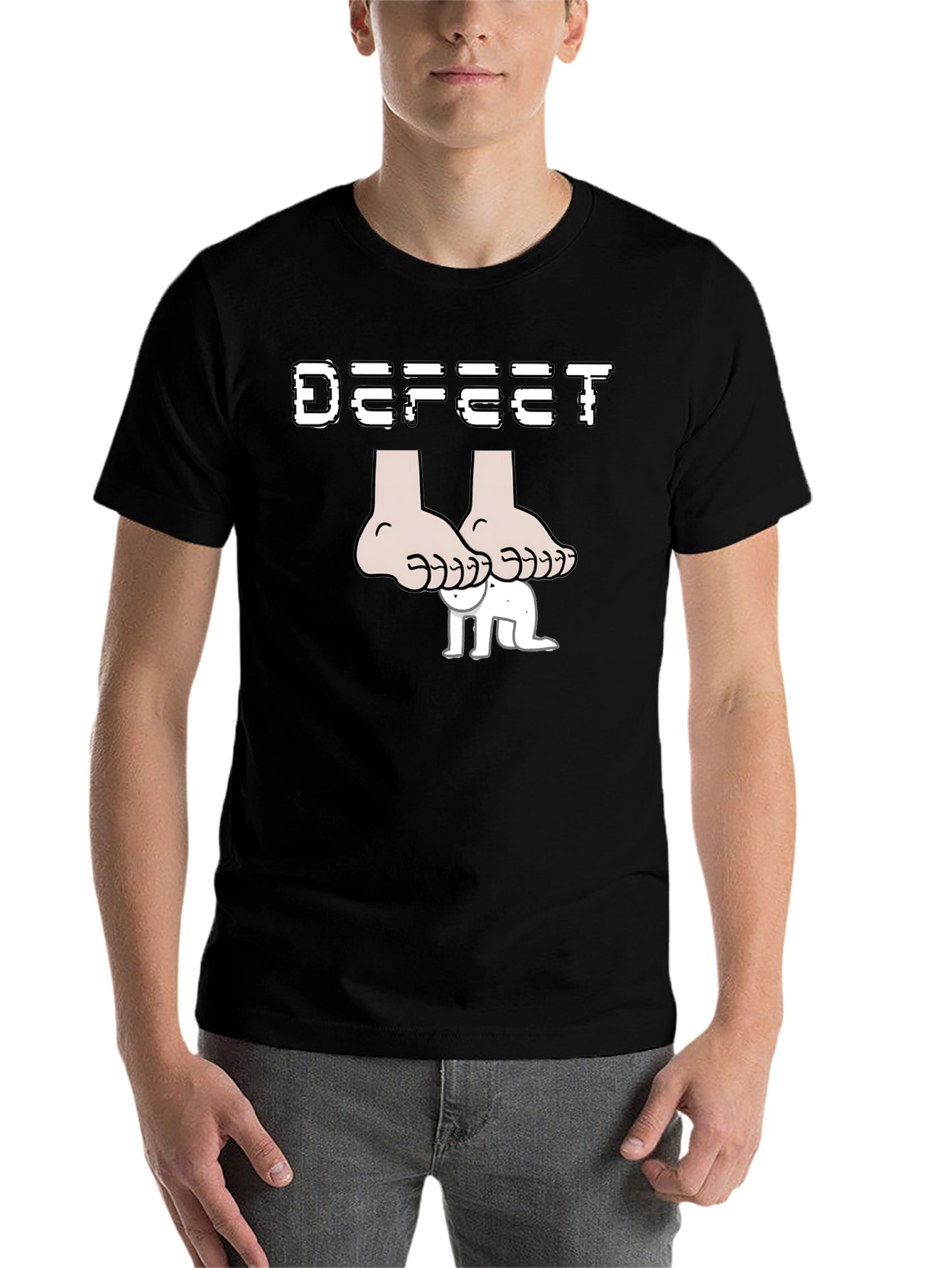 Black Defeet Funny Graphic T-Shirt view 7