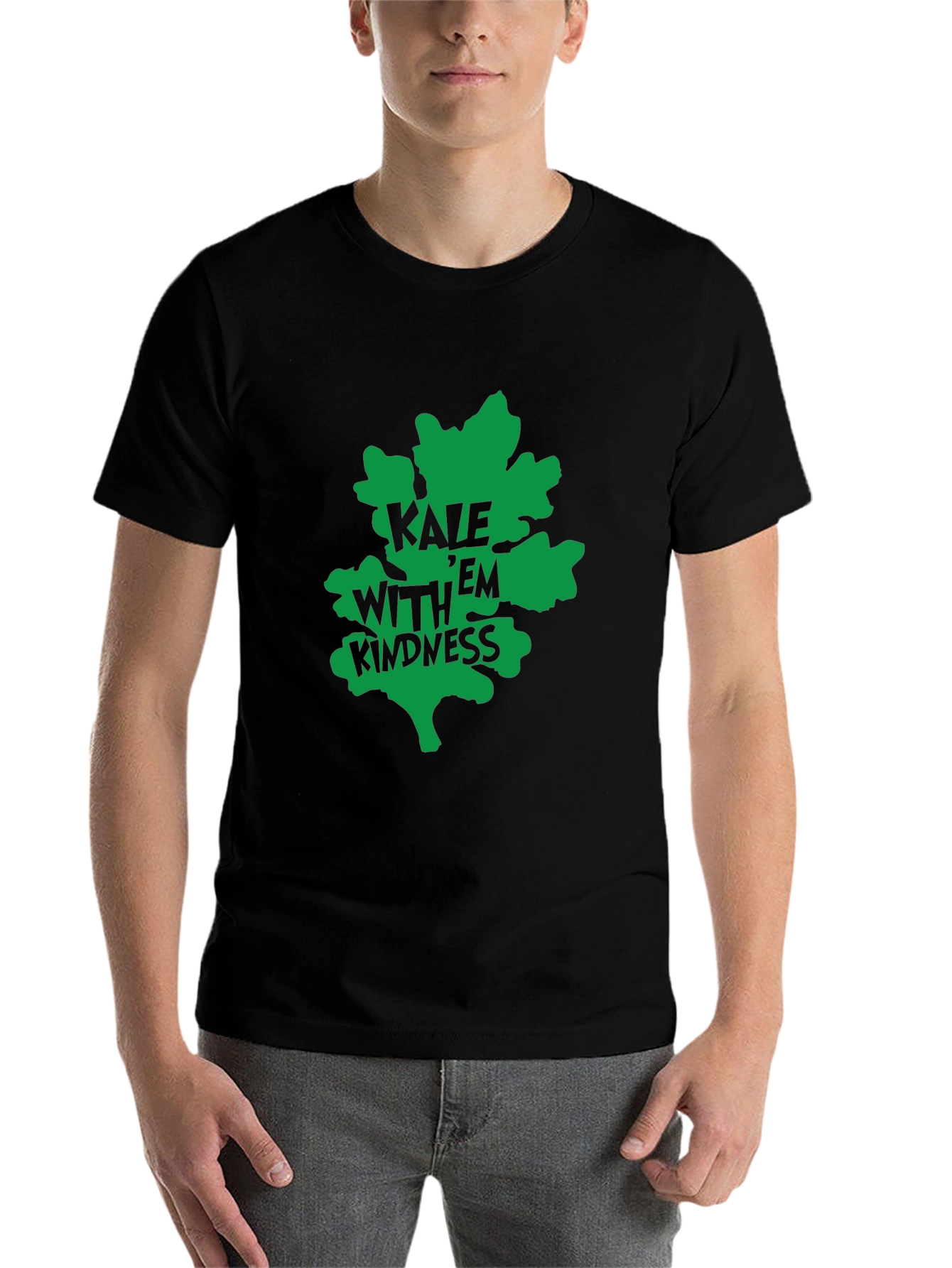 Black Kale With Kindness Graphic Tee - Black view 7