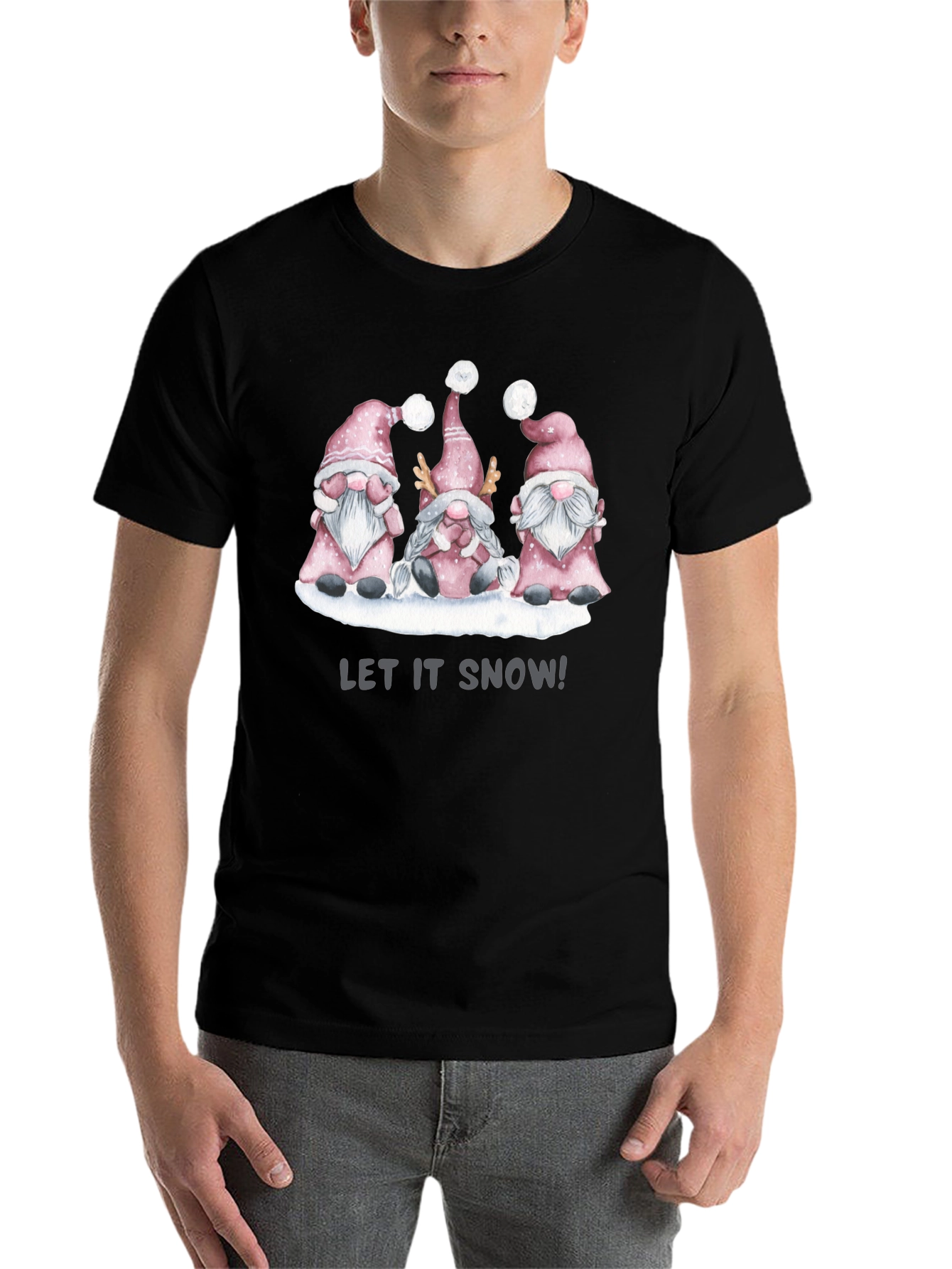 Black Let It Snow Gnomes T-Shirt view 7