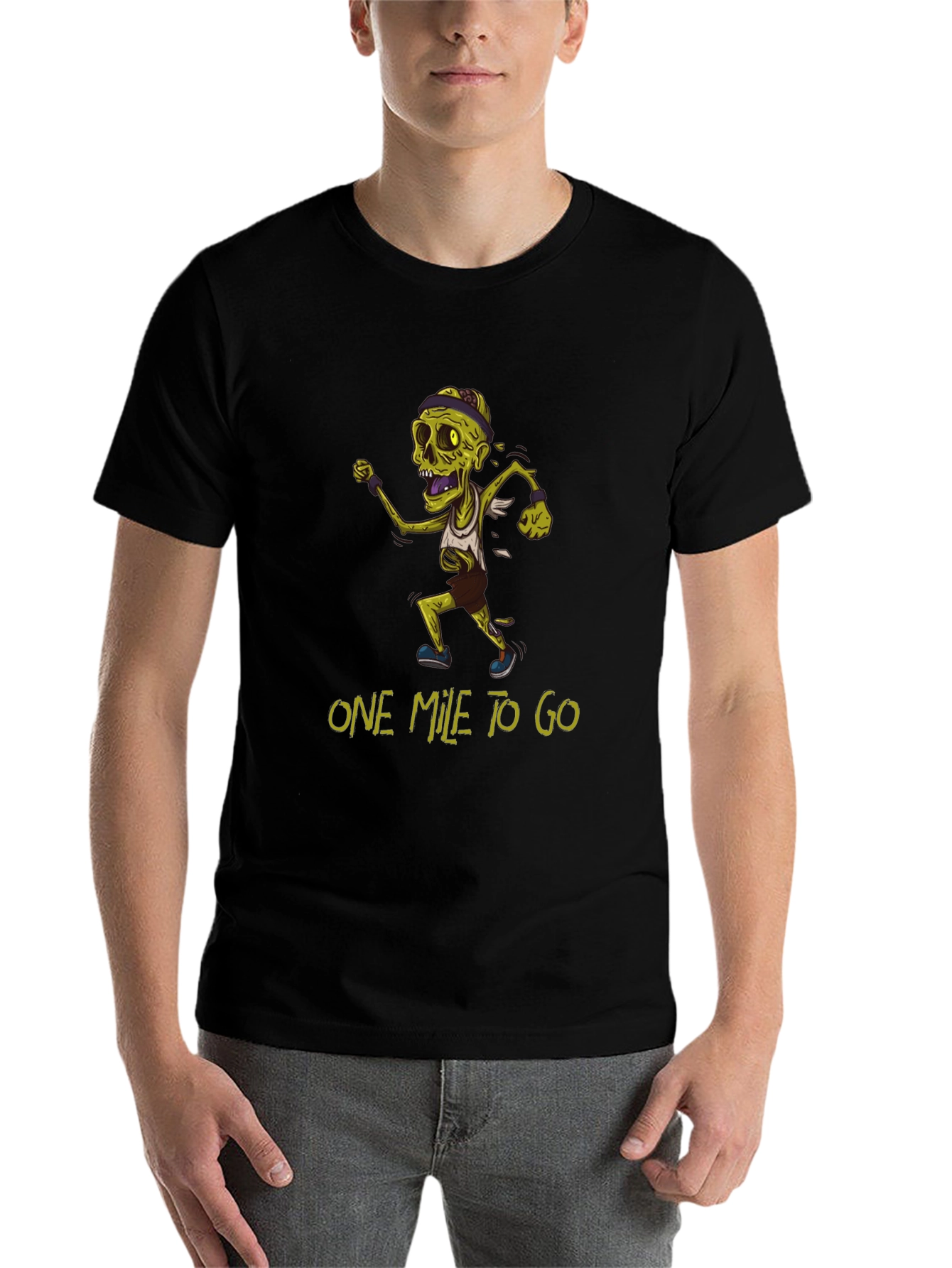 Black Zombie Runner T-Shirt - One Mile To Go view 7