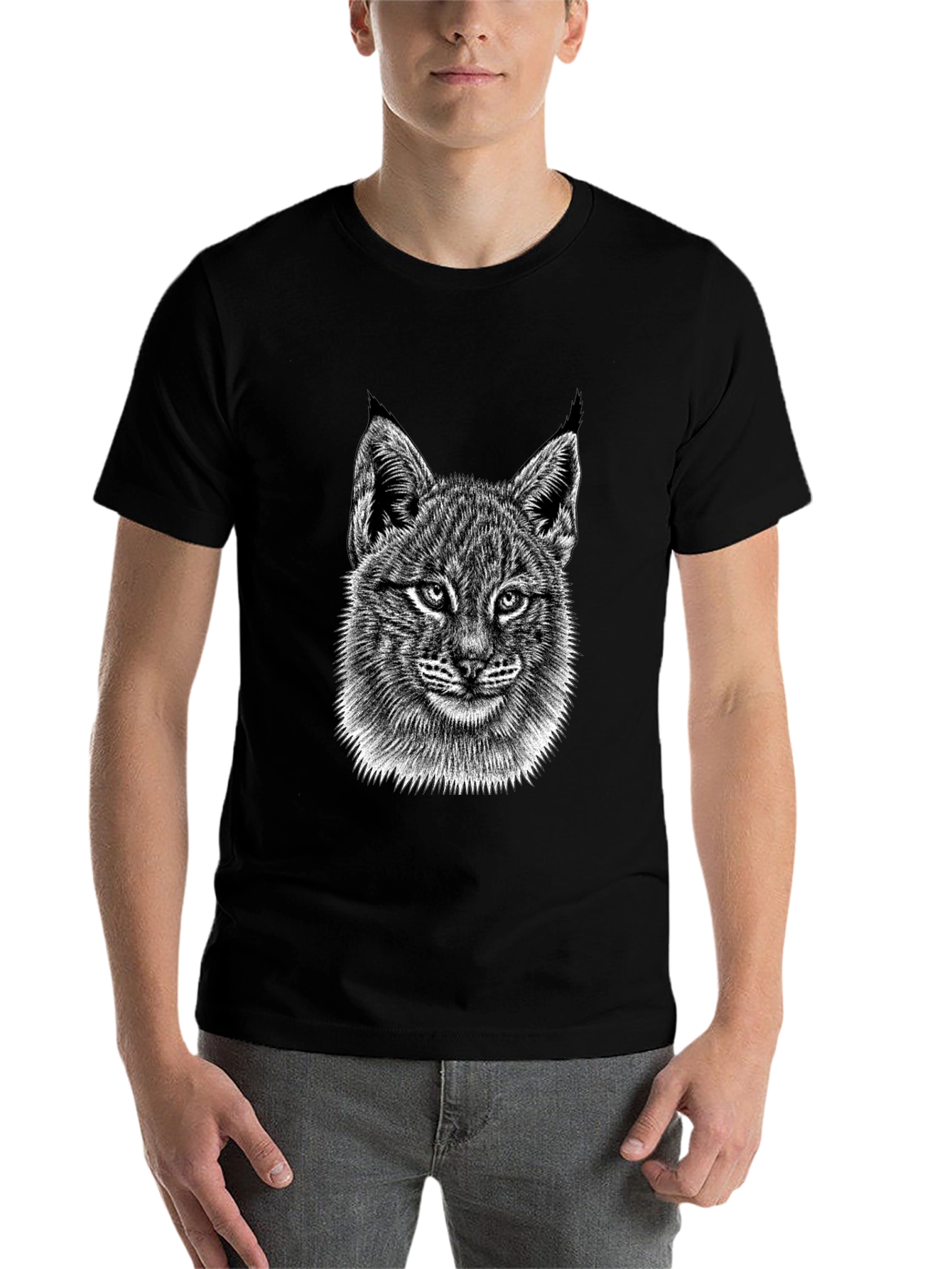Black Bobcat Graphic Tee - Stylish Animal Print Shirt view 7