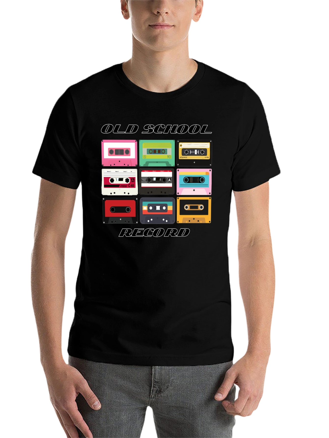 Black Retro Cassette Tape Old School Record Black T-Shirt view 7
