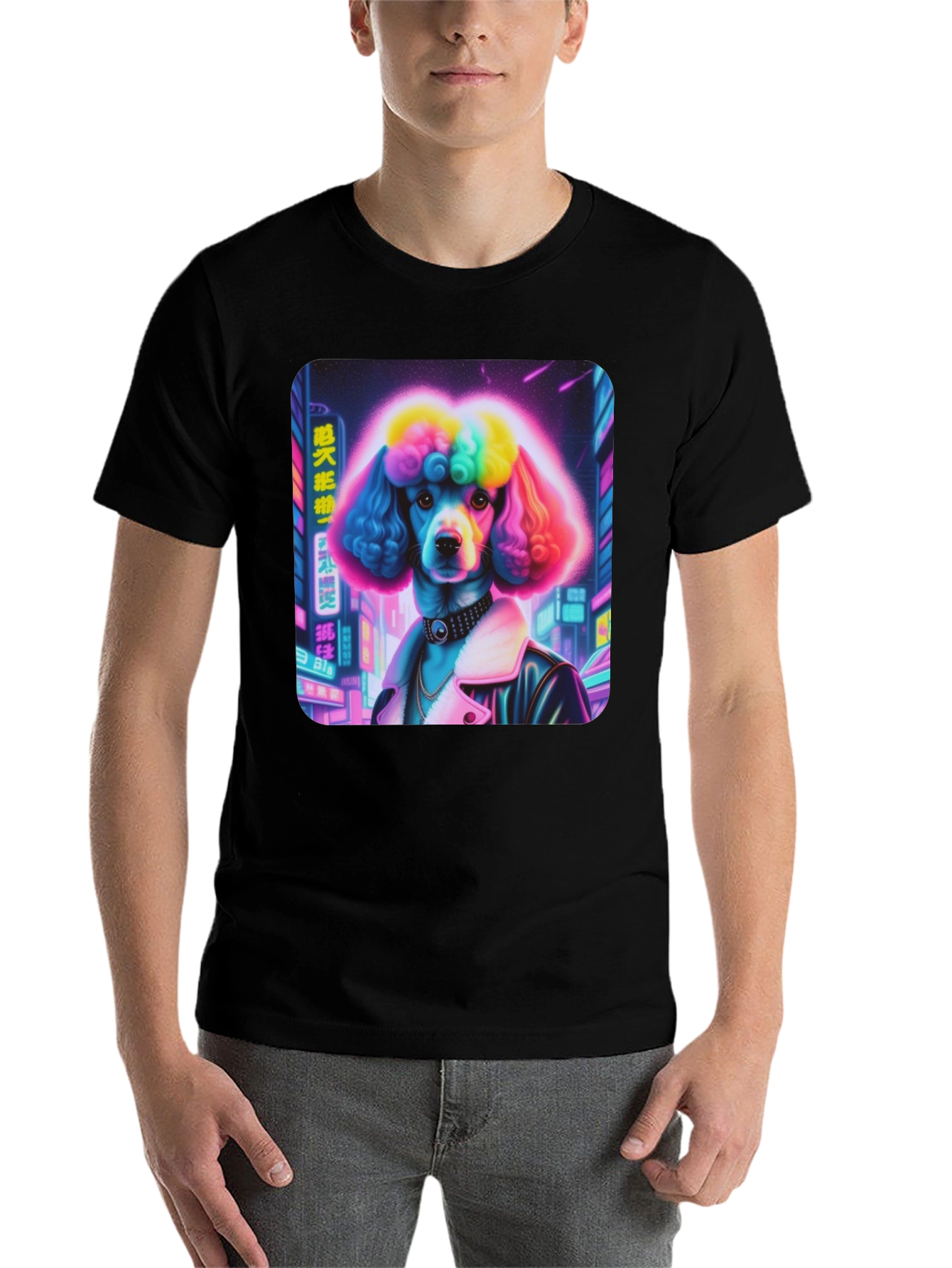 Black Cyberpunk Poodle Graphic Tee view 7
