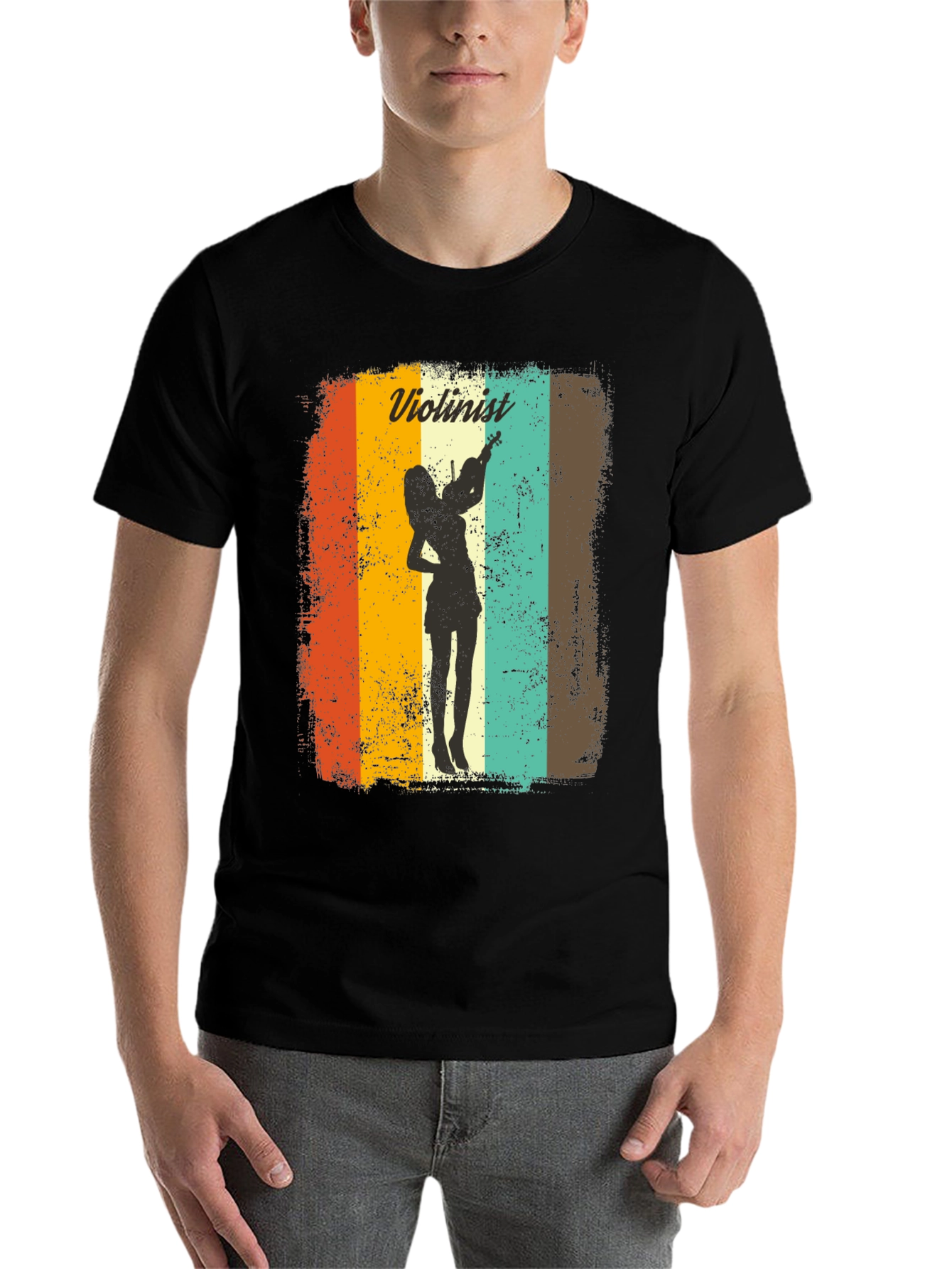 Black Violinist Retro Graphic Tee - Musician Style view 7
