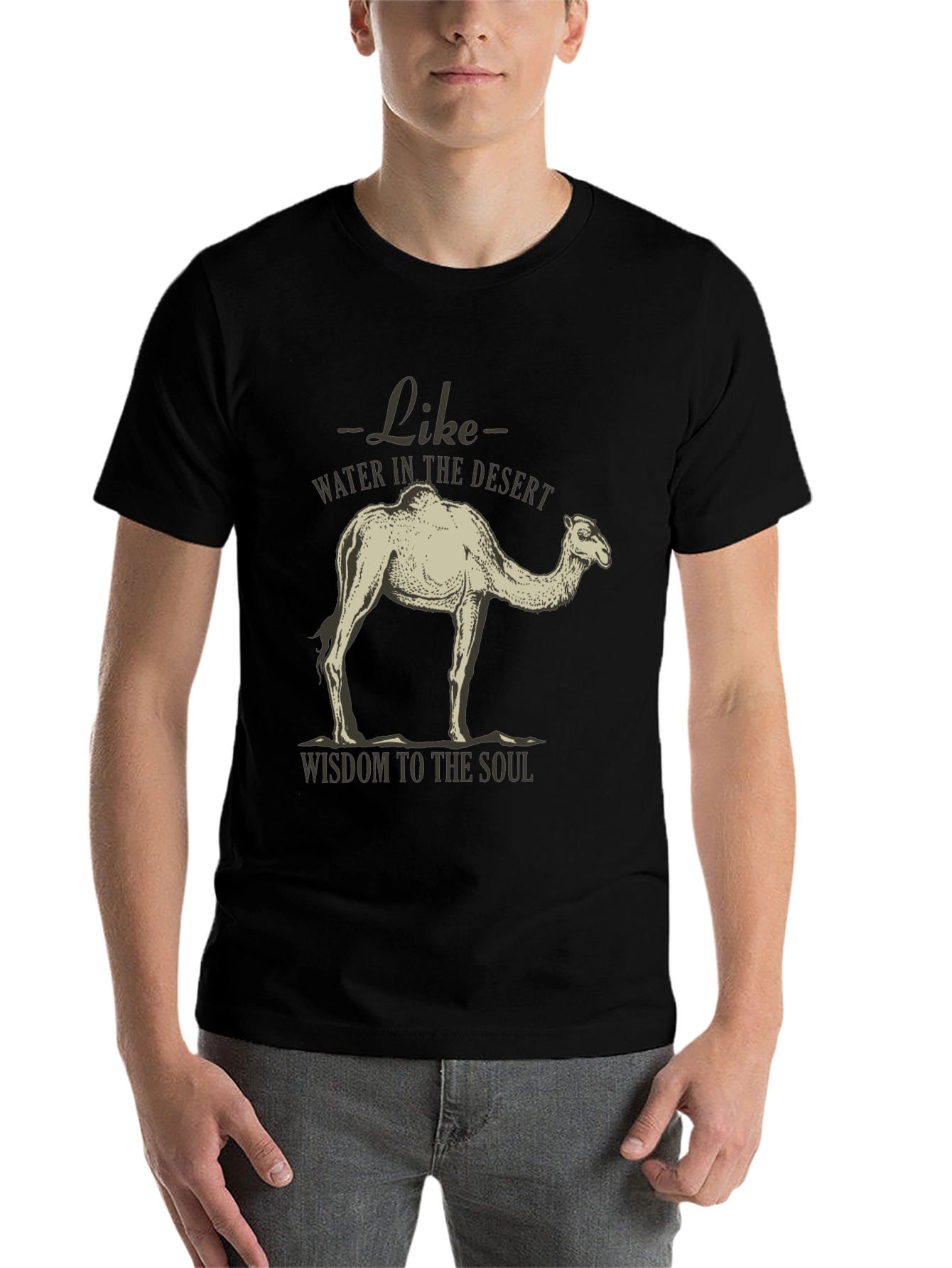 Black Camel Desert Wisdom Graphic T-Shirt view 7