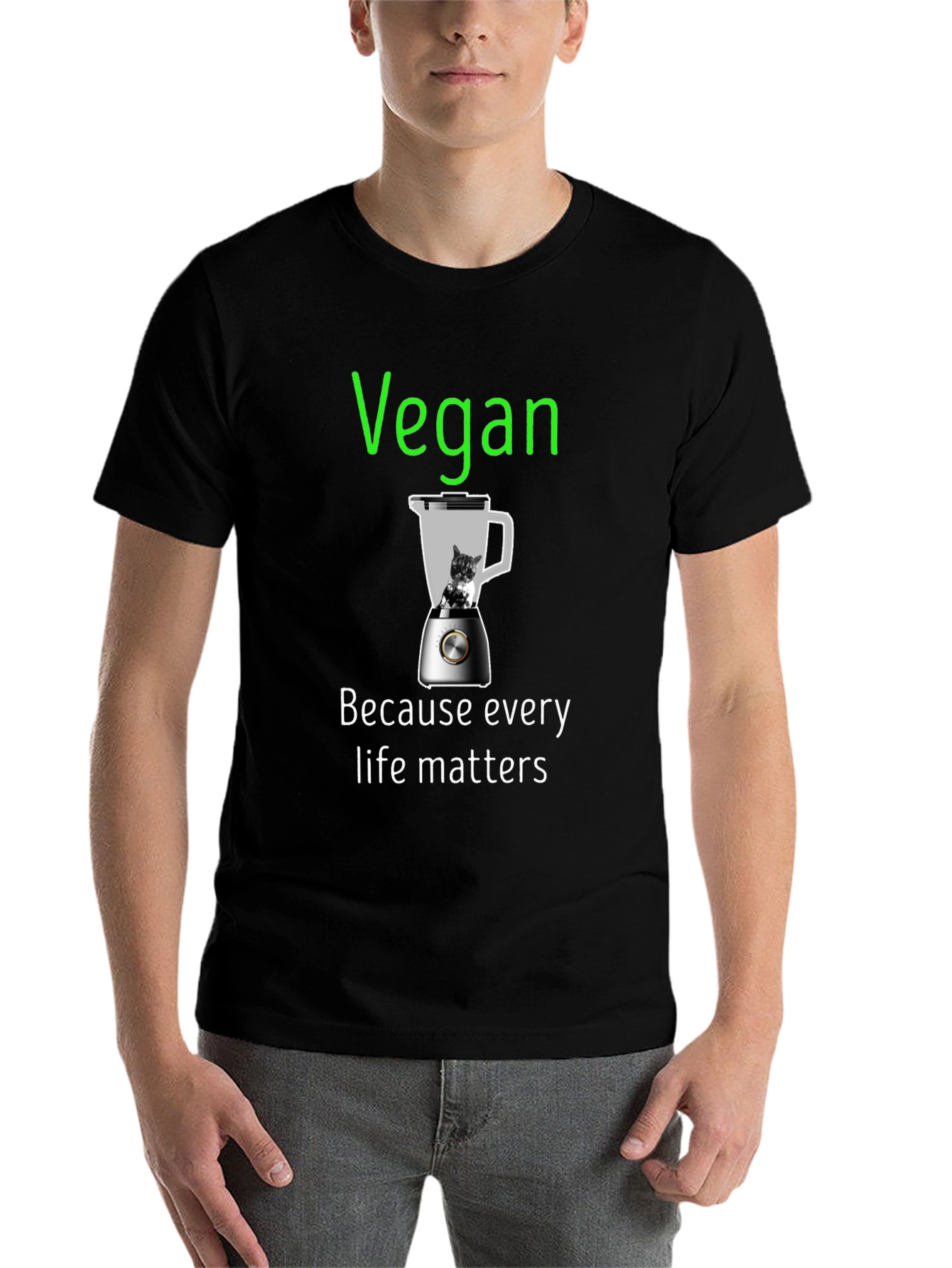 Black Vegan T-Shirt - Because Every Life Matters view 7