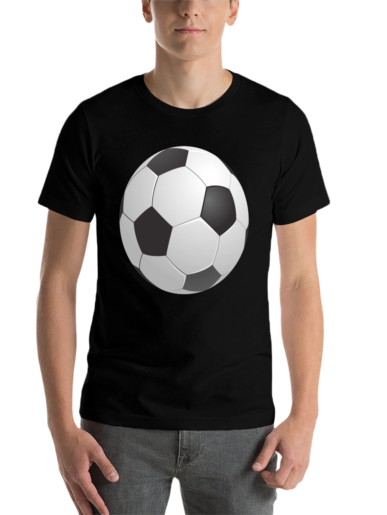 Black Soccer Ball Graphic Print Black T-Shirt view 7