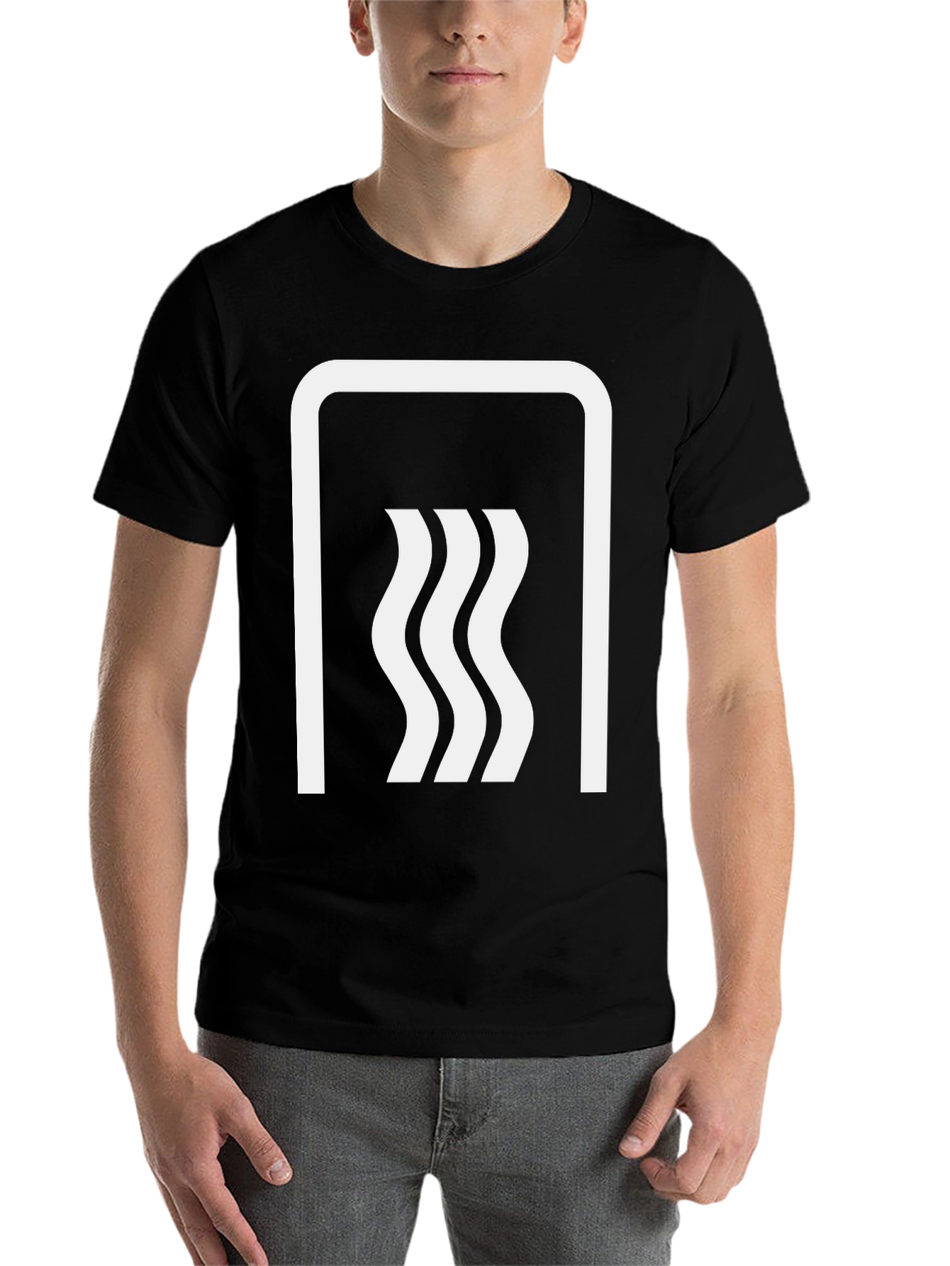 Black Modern Wave Graphic Tee - Black Cotton Blend view 7