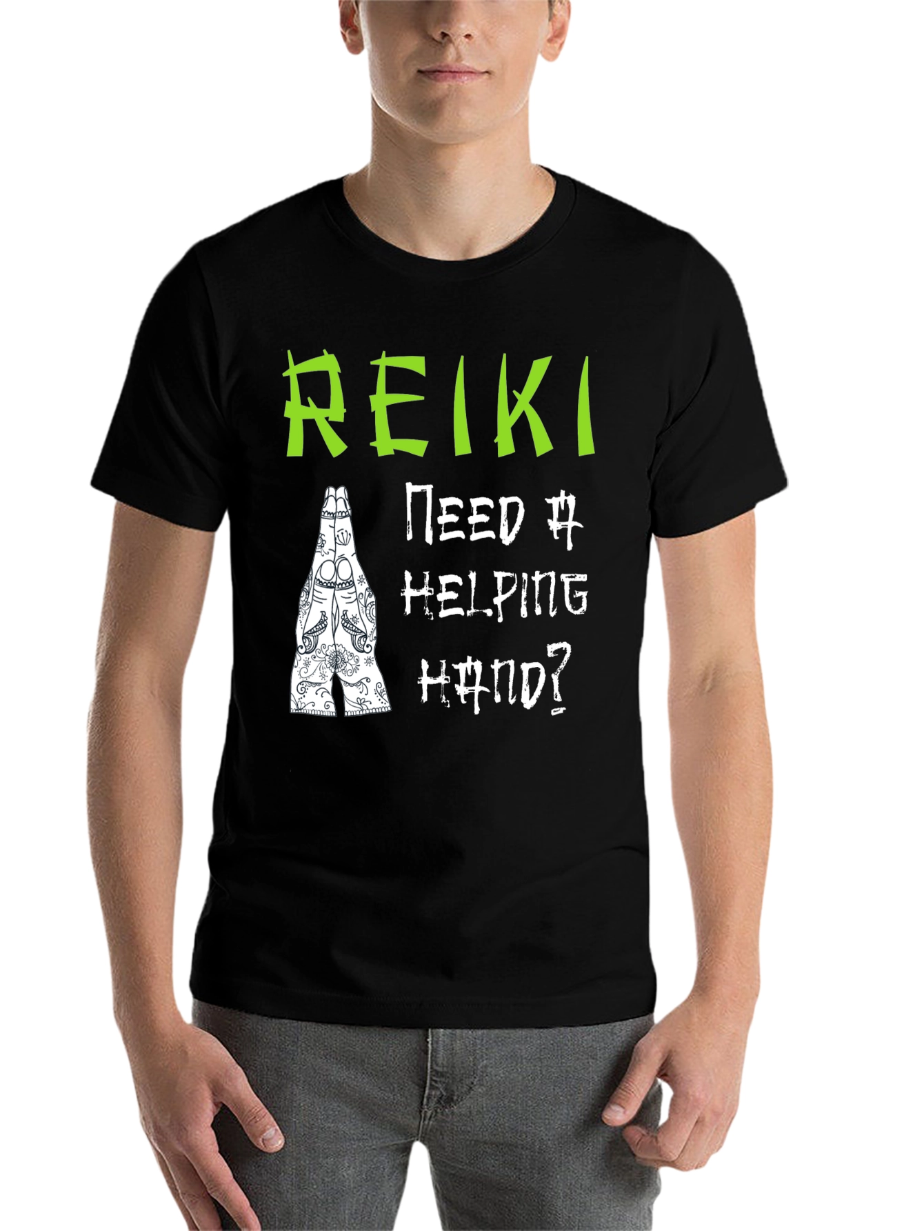Reiki Helping Hand Black T-Shirt - Spiritual Design - 7