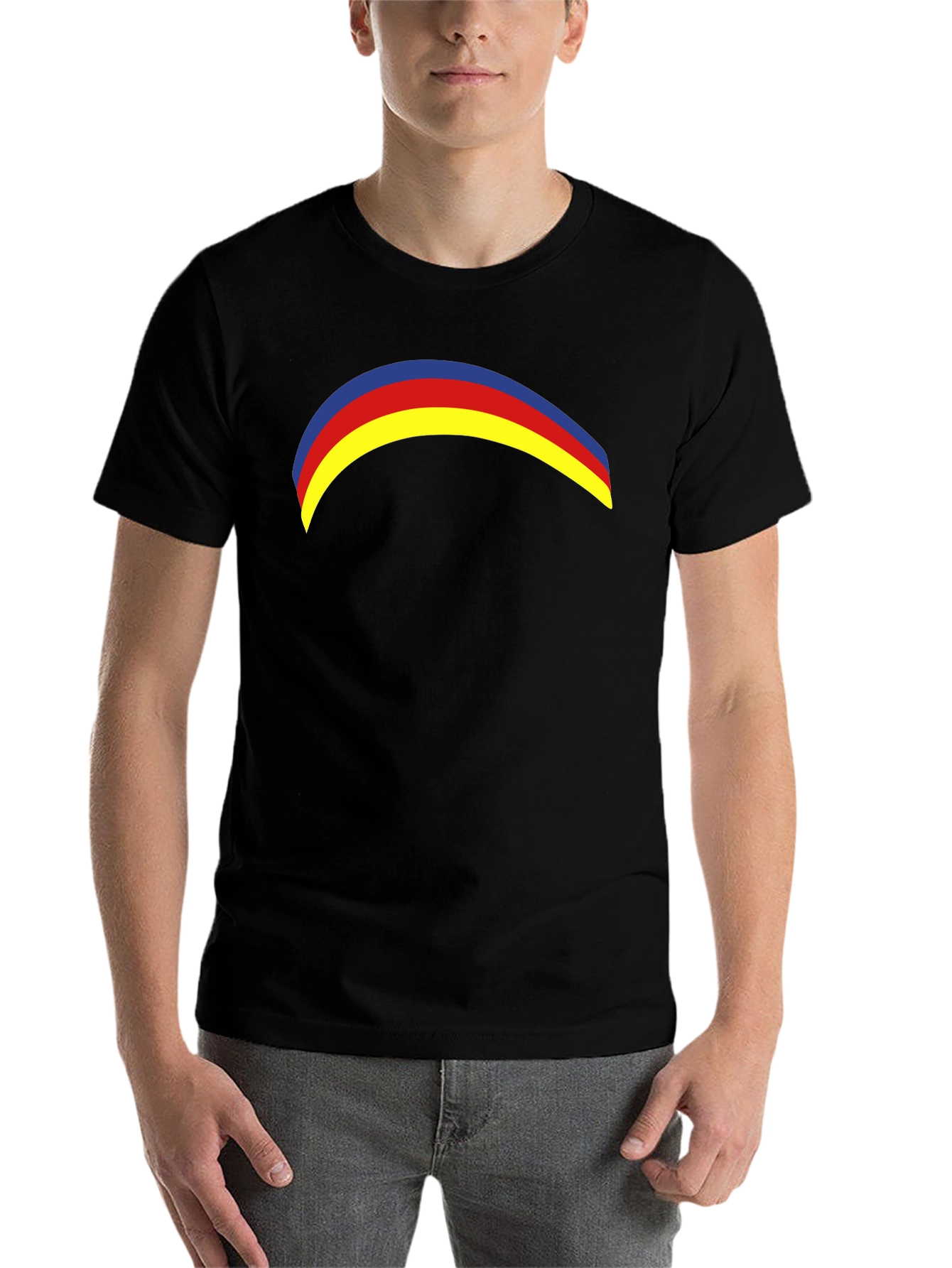 Black Rainbow Arc Graphic Tee - Casual Black T-Shirt view 7