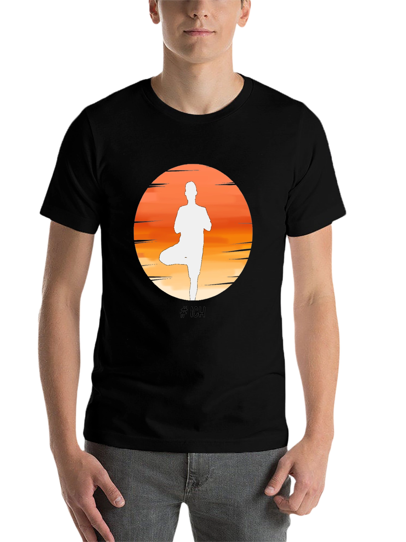 Black Yoga Pose Silhouette T-Shirt - Stylish Graphic Tee view 7