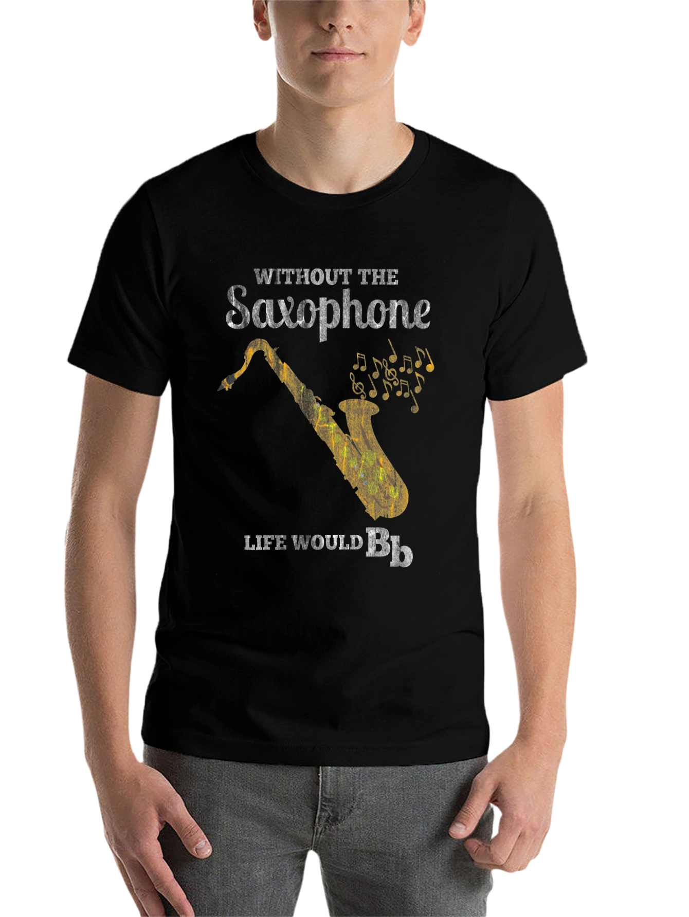Black Saxophone Life Black T-Shirt view 7