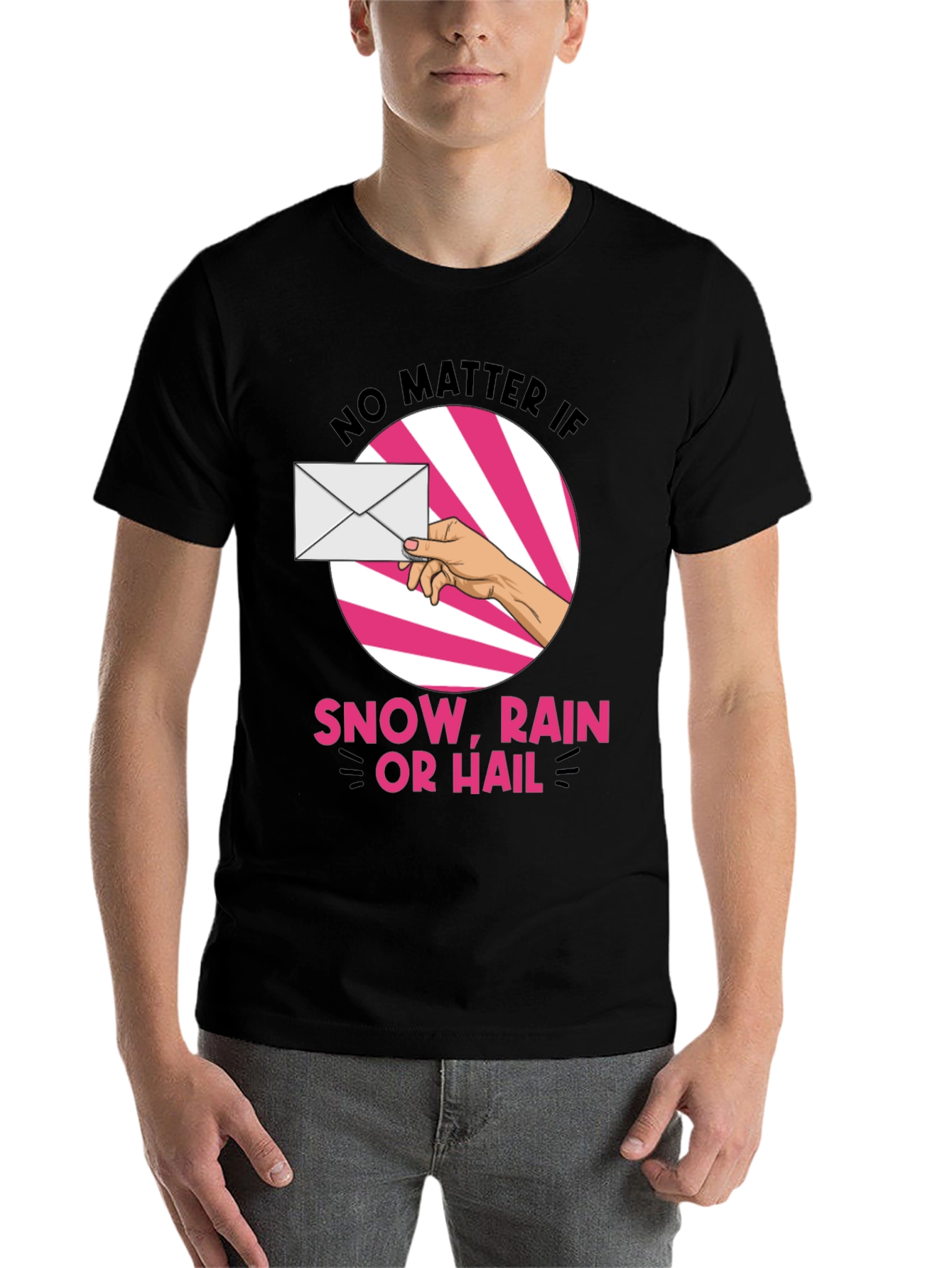 Black Mail Carrier T-Shirt: Snow, Rain or Hail view 7