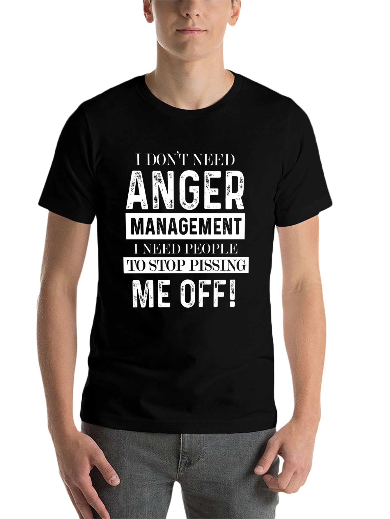 Black Funny Anger Management Novelty Graphic Tee view 7