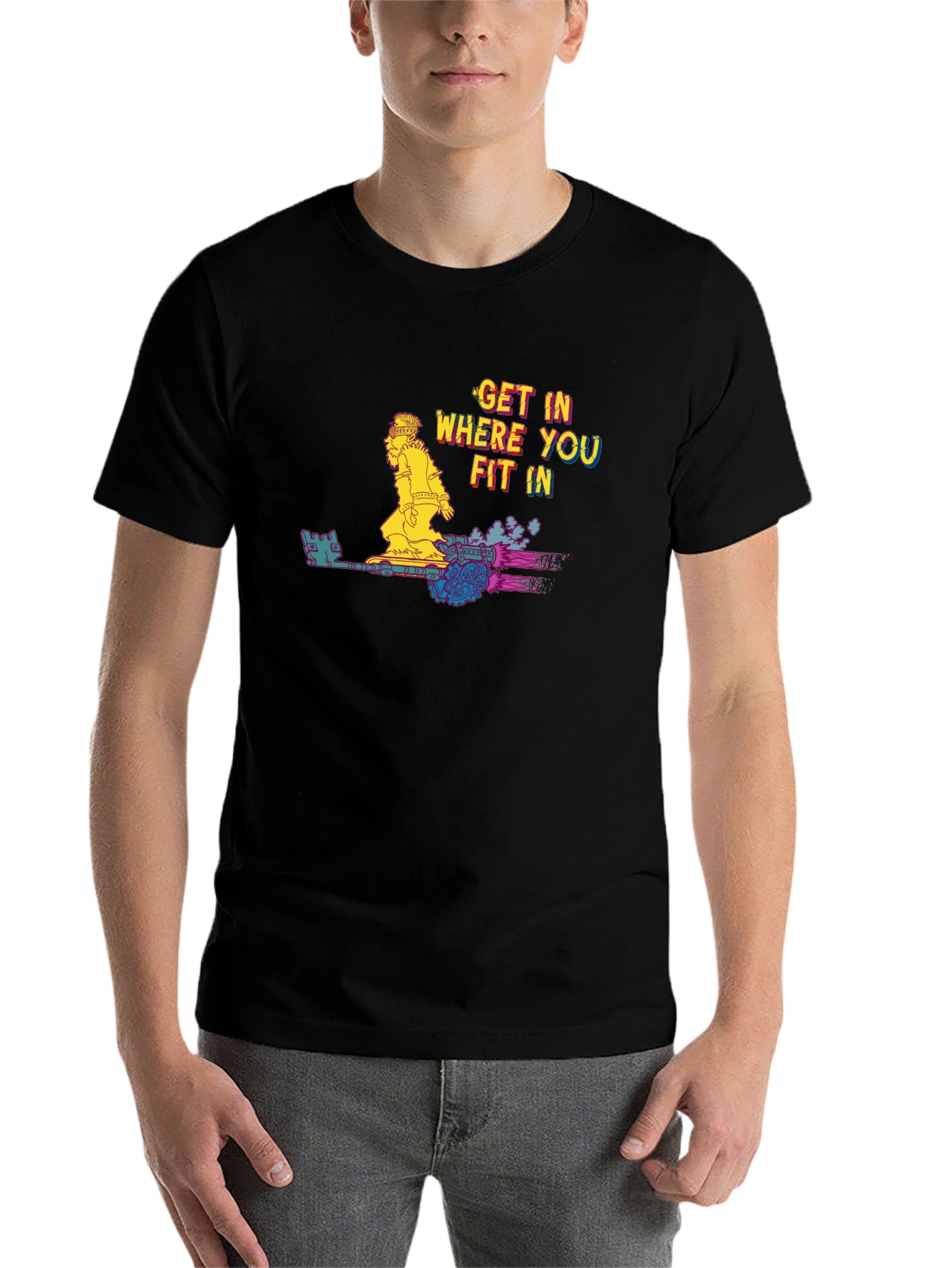 Black Get In Where You Fit In T-Shirt view 7
