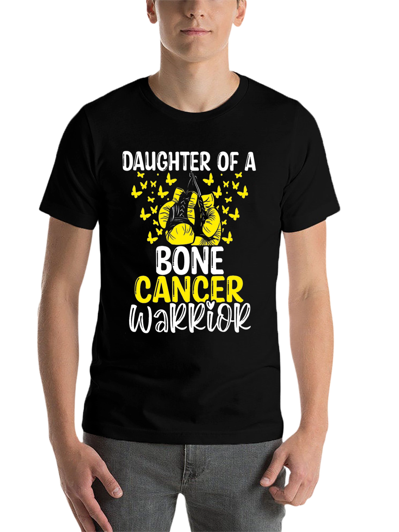 Black Bone Cancer Warrior Daughter T-Shirt view 7