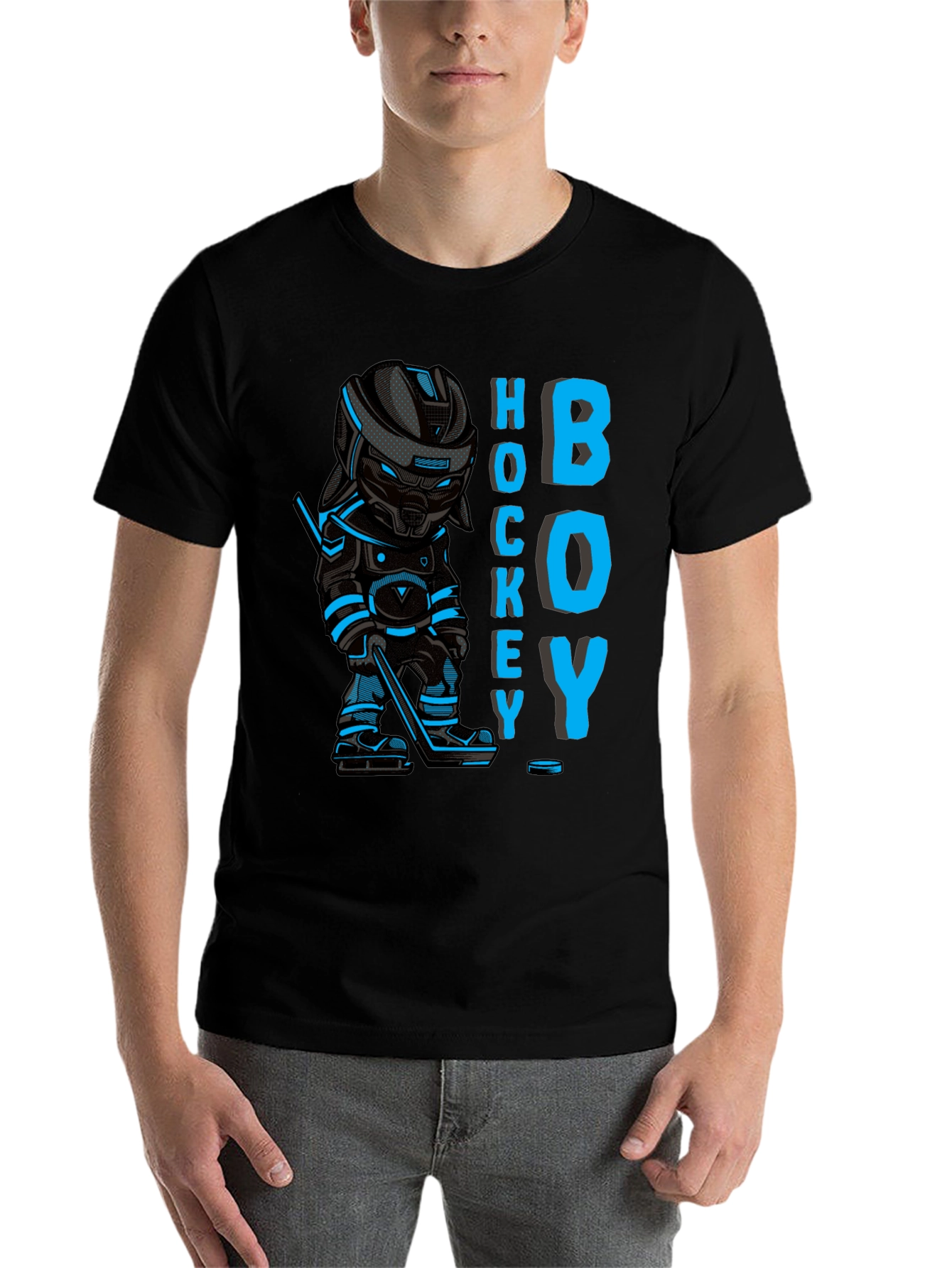 Black Hockey Boy Graphic T-Shirt view 7