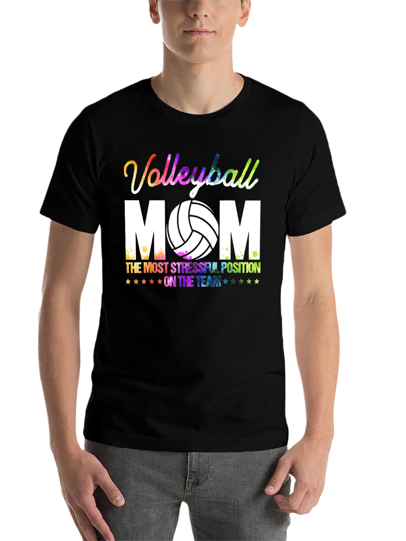Black Volleyball Mom Graphic T-Shirt view 7