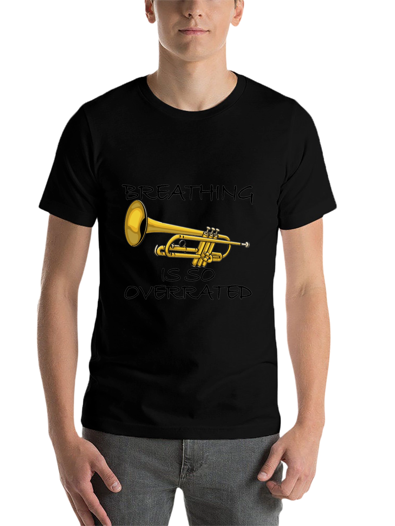Black Breathing is so Overrated Trumpet T-Shirt view 7