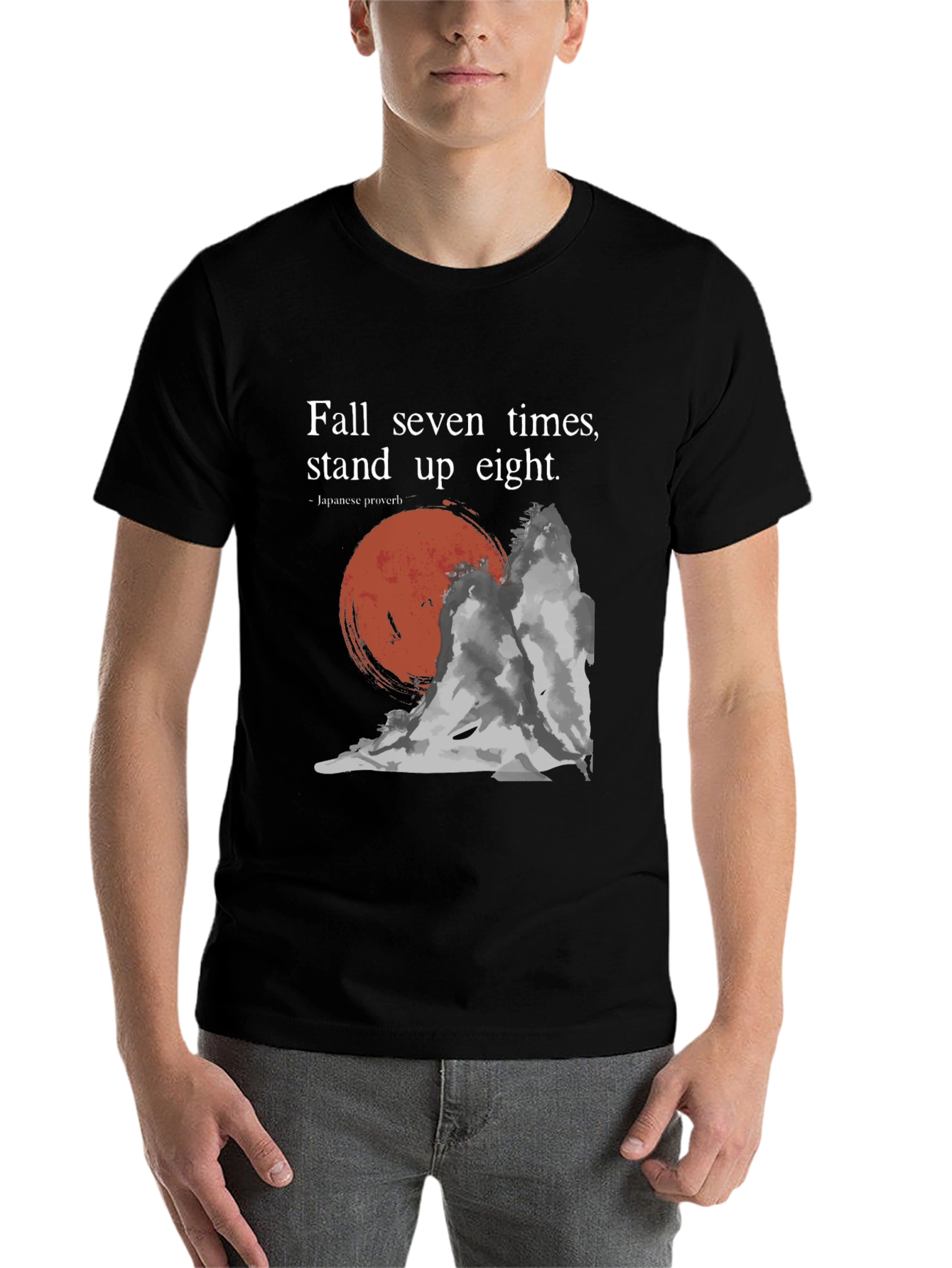 Black Resilience T-Shirt: Fall Seven, Stand Eight - Japanese Proverb view 7