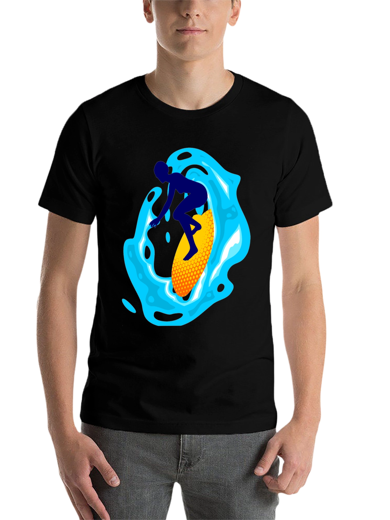 Black Surfer Graphic Tee - Black Cotton Blend view 7